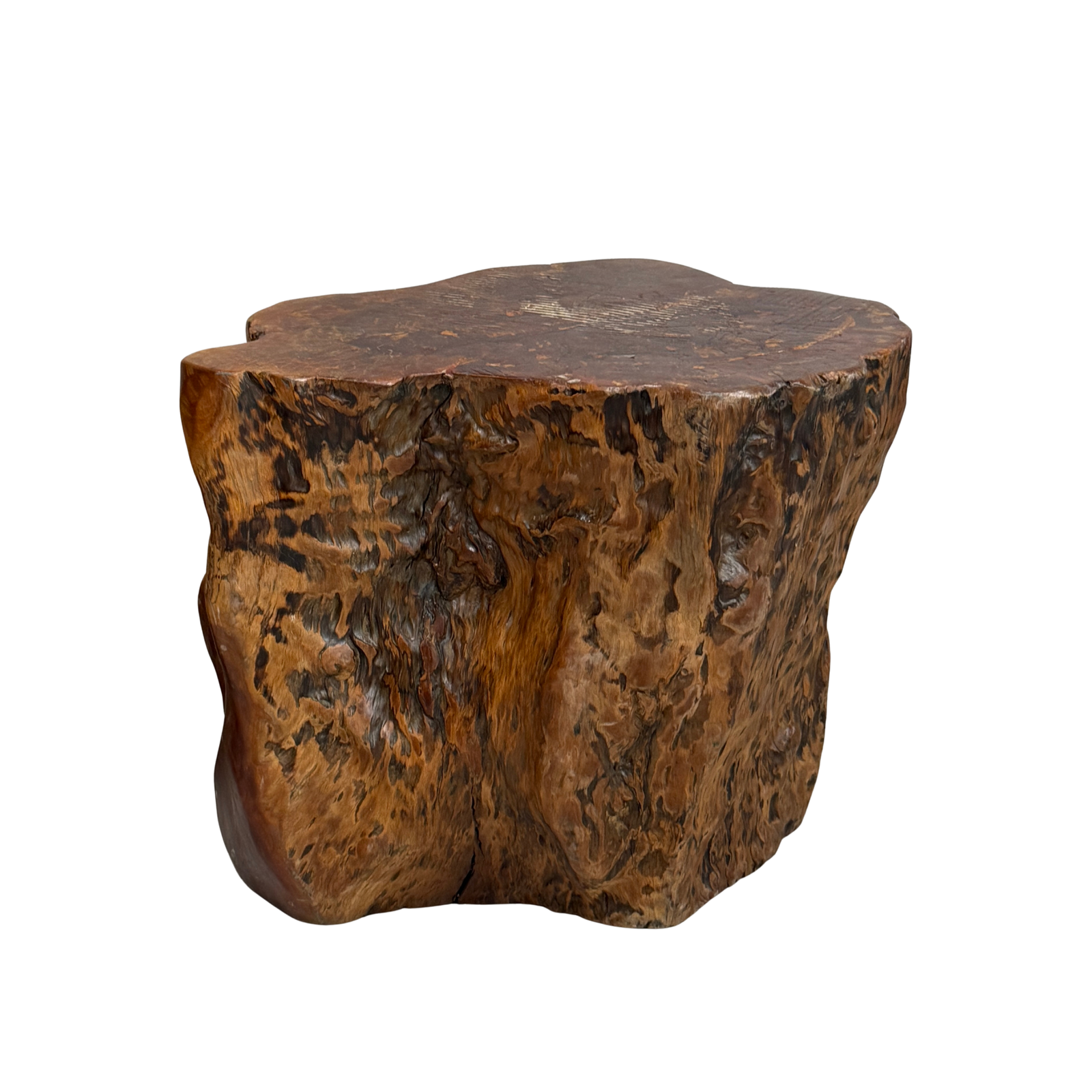 Large Wide Free-Form Reclaimed Tree Trunk Pedestal Table - FEA Home