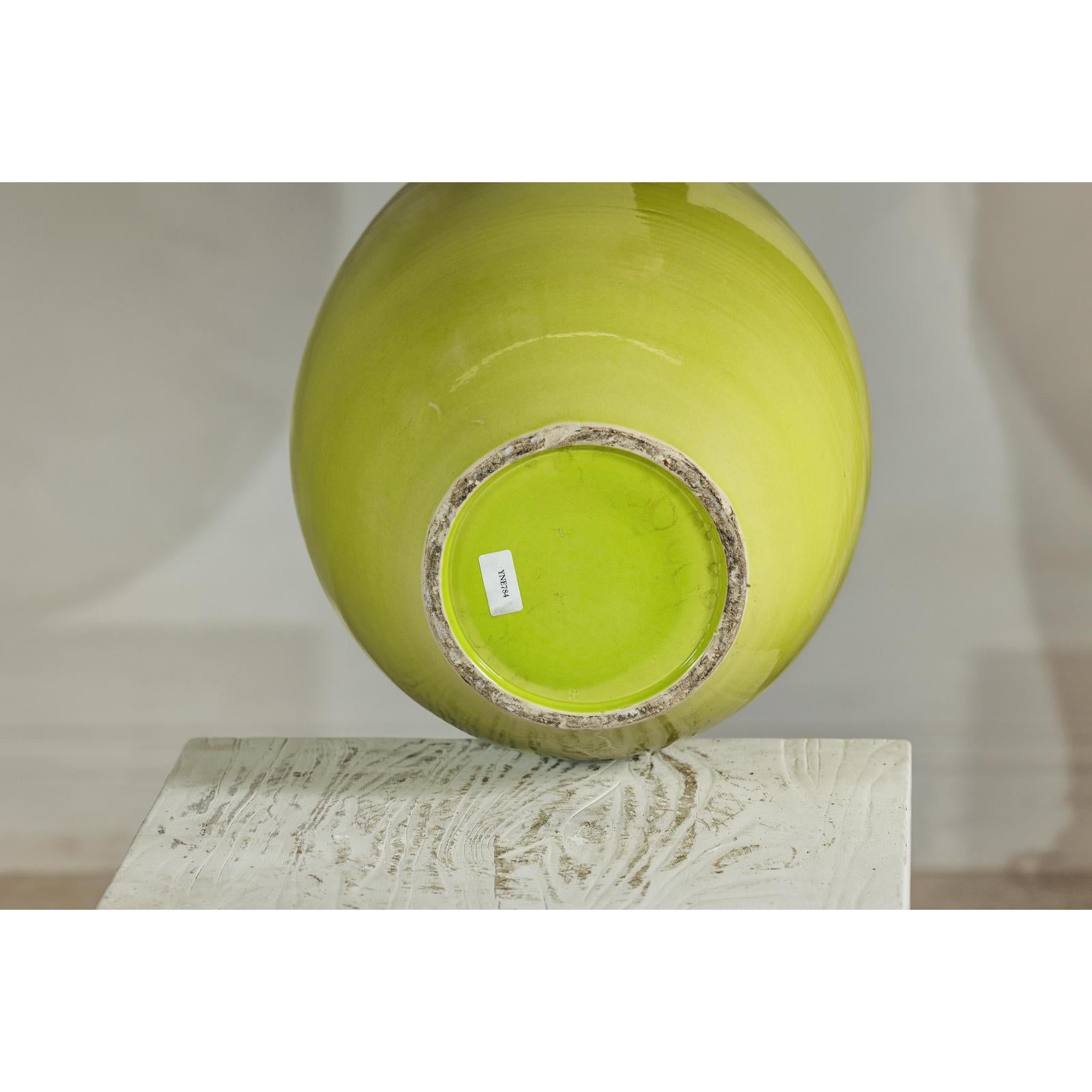 Large Yellow &amp; Brown Ceramic Vase with Tapered Form - image 14