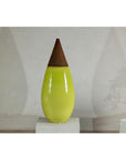 Large Yellow & Brown Ceramic Vase with Tapered Form - image 2