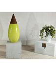 Large Yellow & Brown Ceramic Vase with Tapered Form - image 4