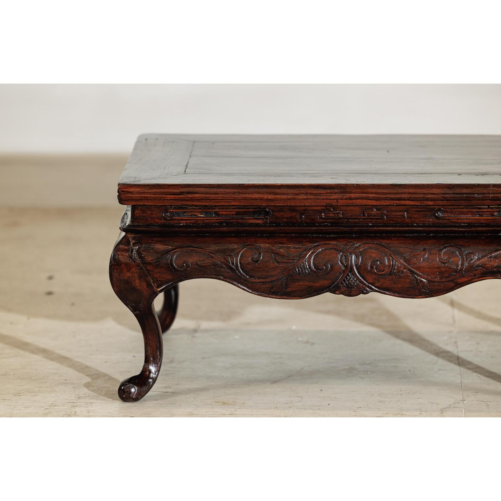 Late Qing Low Coffee Table with Cabriole Legs, Carved Apron and Lift Top-13. Asian &amp; Chinese Furniture, Art, Antiques, Vintage Home Décor for sale at FEA Home