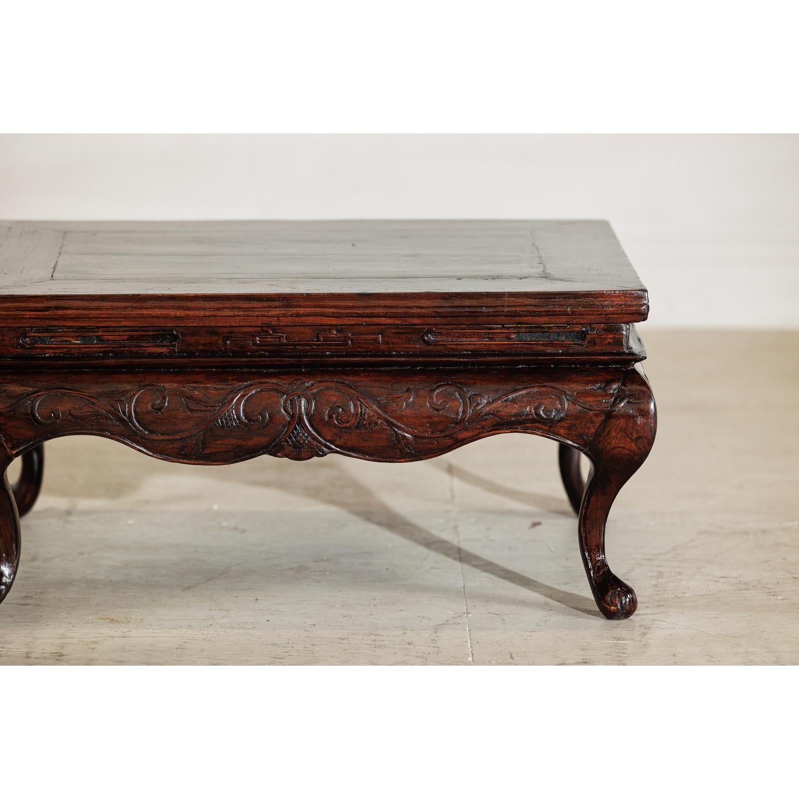 Late Qing Low Coffee Table with Cabriole Legs, Carved Apron and Lift Top-14. Asian &amp; Chinese Furniture, Art, Antiques, Vintage Home Décor for sale at FEA Home
