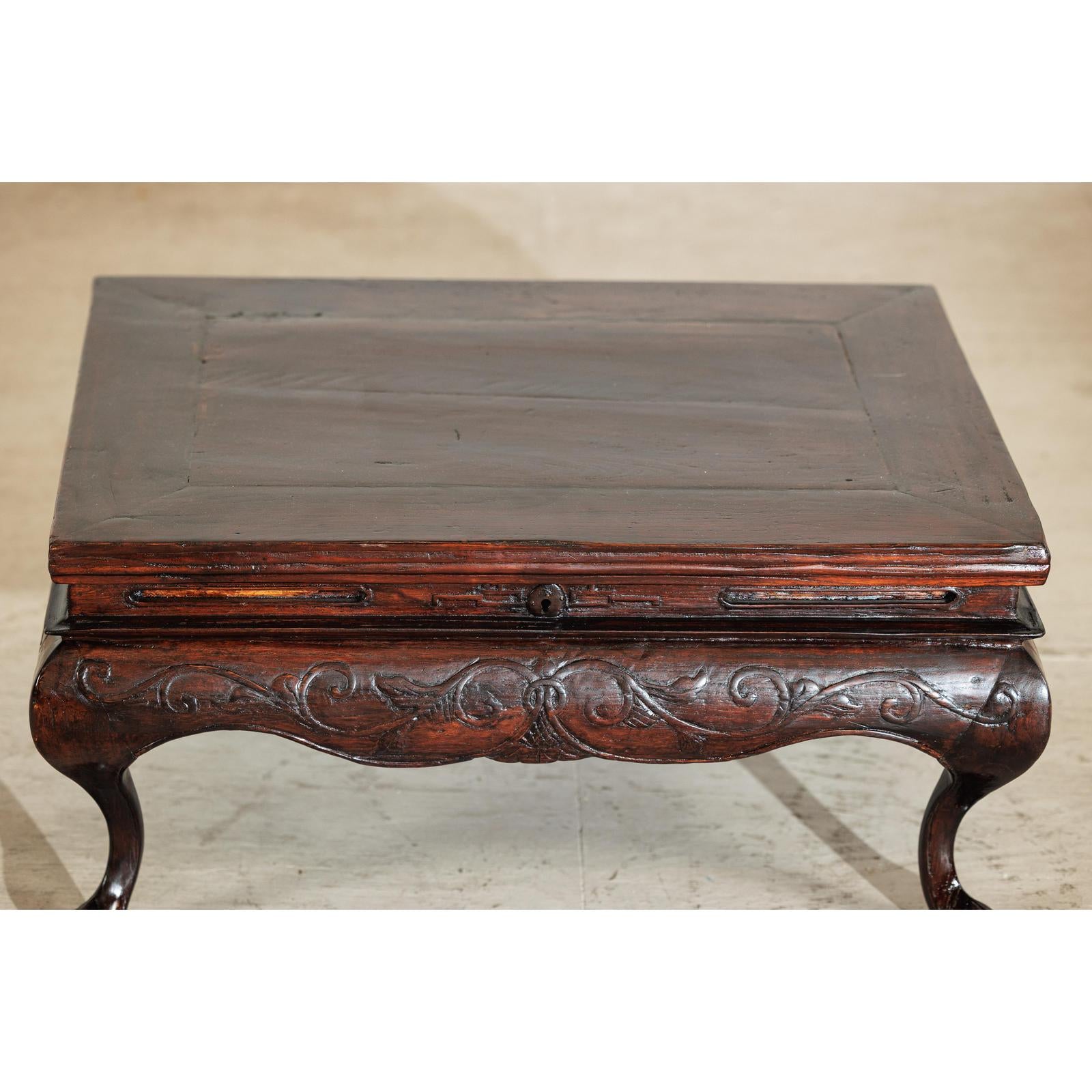 Late Qing Low Coffee Table with Cabriole Legs, Carved Apron and Lift Top-18. Asian &amp; Chinese Furniture, Art, Antiques, Vintage Home Décor for sale at FEA Home