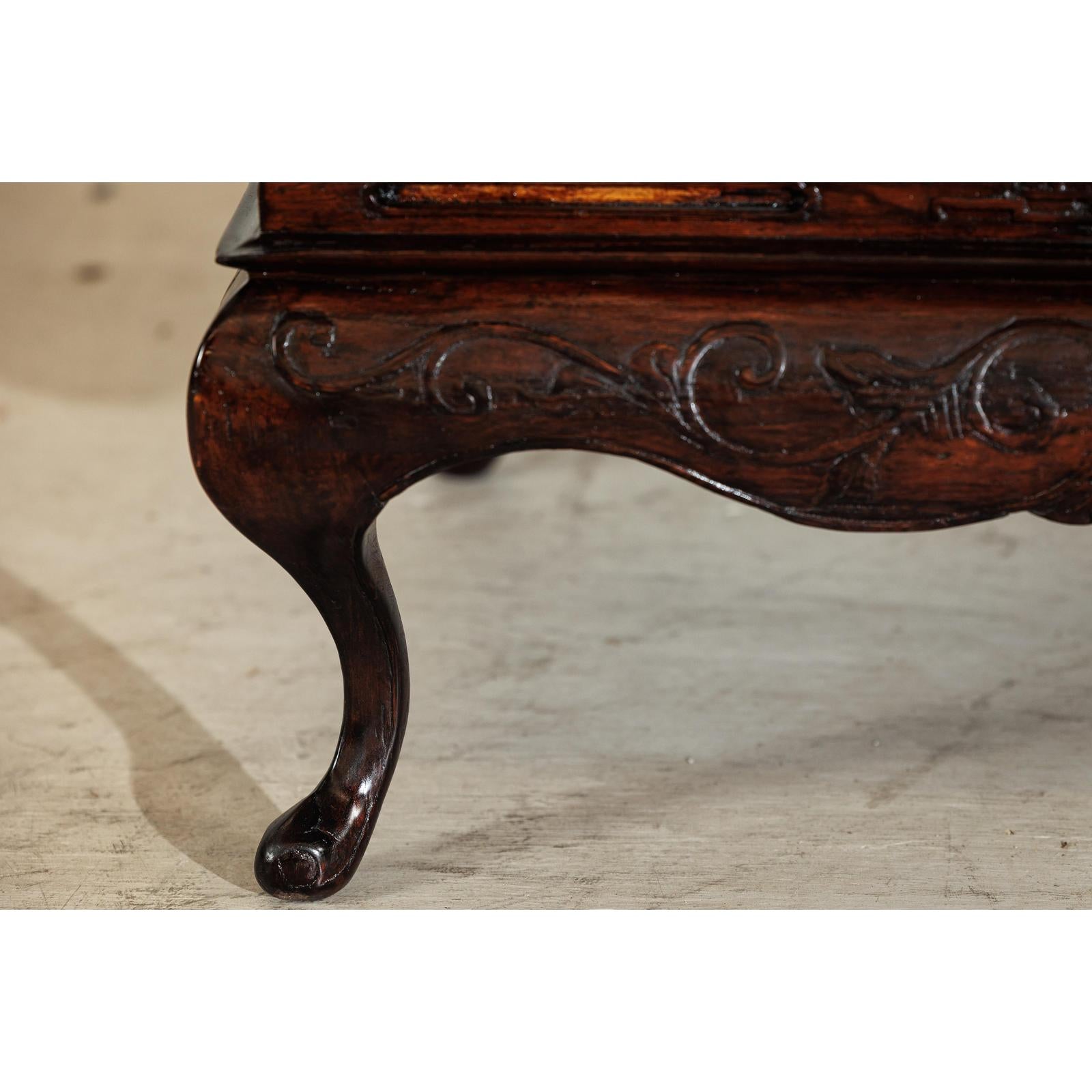 Late Qing Low Coffee Table with Cabriole Legs, Carved Apron and Lift Top-4. Asian &amp; Chinese Furniture, Art, Antiques, Vintage Home Décor for sale at FEA Home