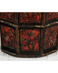 Late Qing Red and Black Lacquered Rice Measure Bucket with Carved Panels-11. Asian & Chinese Furniture, Art, Antiques, Vintage Home Décor for sale at FEA Home