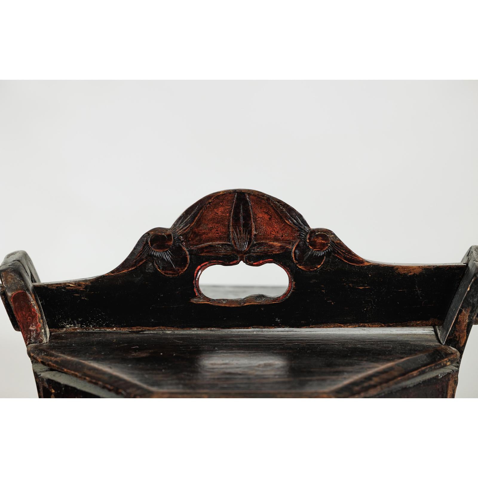 Late Qing Red and Black Lacquered Rice Measure Bucket with Carved Panels-12. Asian &amp; Chinese Furniture, Art, Antiques, Vintage Home Décor for sale at FEA Home