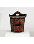 Late Qing Red and Black Lacquered Rice Measure Bucket with Carved Panels-2. Asian & Chinese Furniture, Art, Antiques, Vintage Home Décor for sale at FEA Home