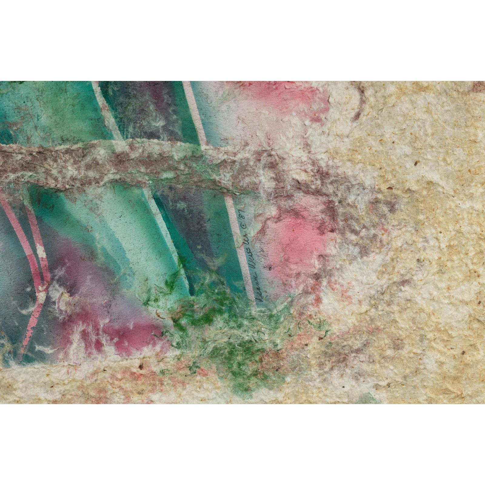 Leanne Weissler Abstract Painting in Lucite Box Frame with Vibrant Pastel Hues-10. Asian &amp; Chinese Furniture, Art, Antiques, Vintage Home Décor for sale at FEA Home