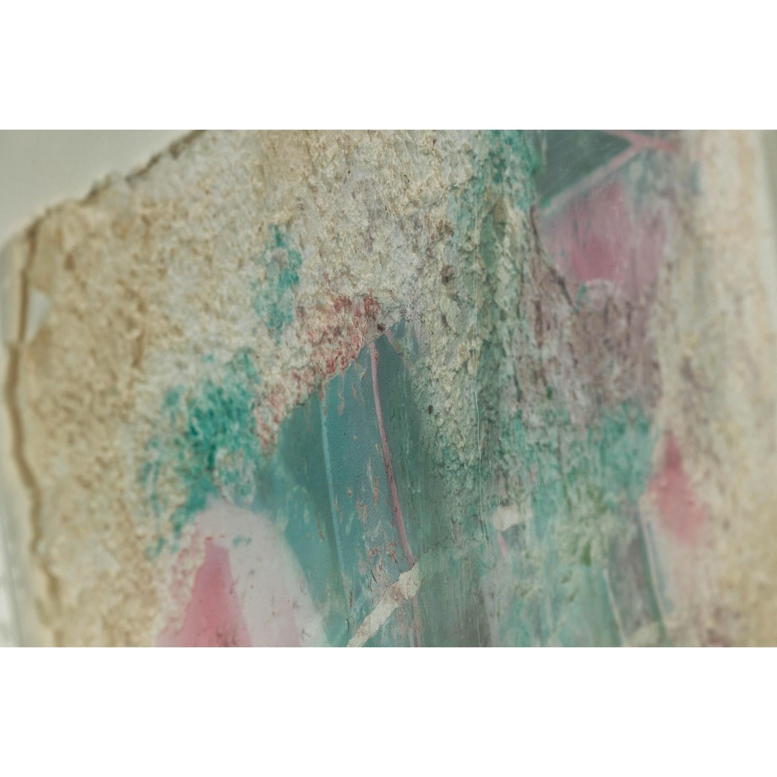 Leanne Weissler Abstract Painting in Lucite Box Frame with Vibrant Pastel Hues-12. Asian &amp; Chinese Furniture, Art, Antiques, Vintage Home Décor for sale at FEA Home