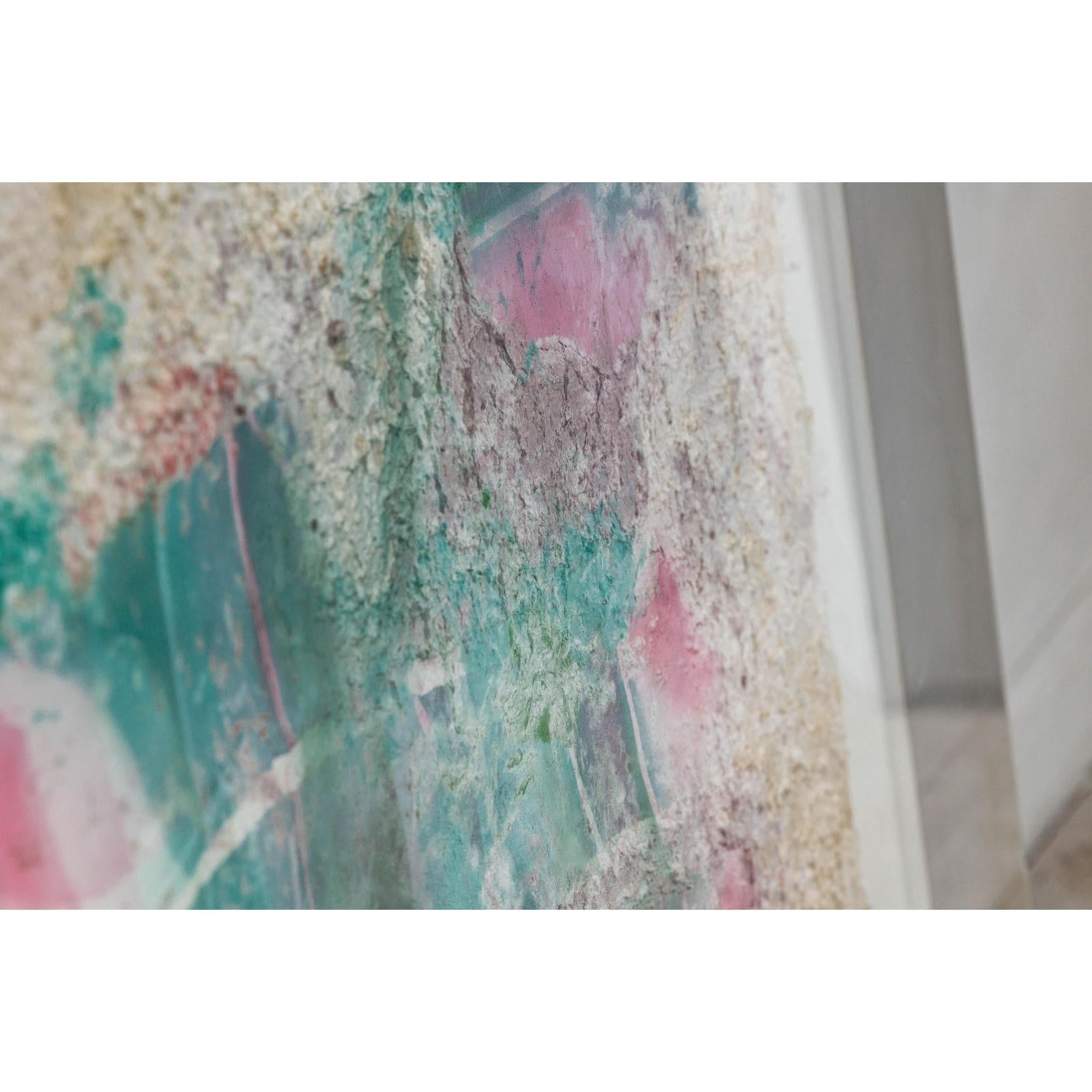 Leanne Weissler Abstract Painting in Lucite Box Frame with Vibrant Pastel Hues-13. Asian &amp; Chinese Furniture, Art, Antiques, Vintage Home Décor for sale at FEA Home