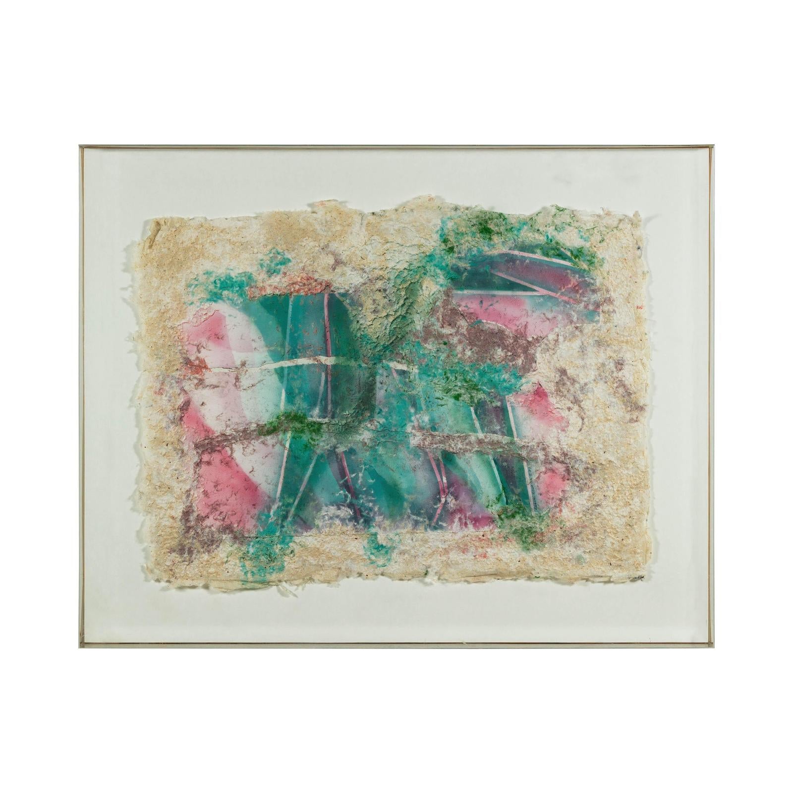 Leanne Weissler Abstract Painting in Lucite Box Frame with Vibrant Pastel Hues-17. Asian &amp; Chinese Furniture, Art, Antiques, Vintage Home Décor for sale at FEA Home