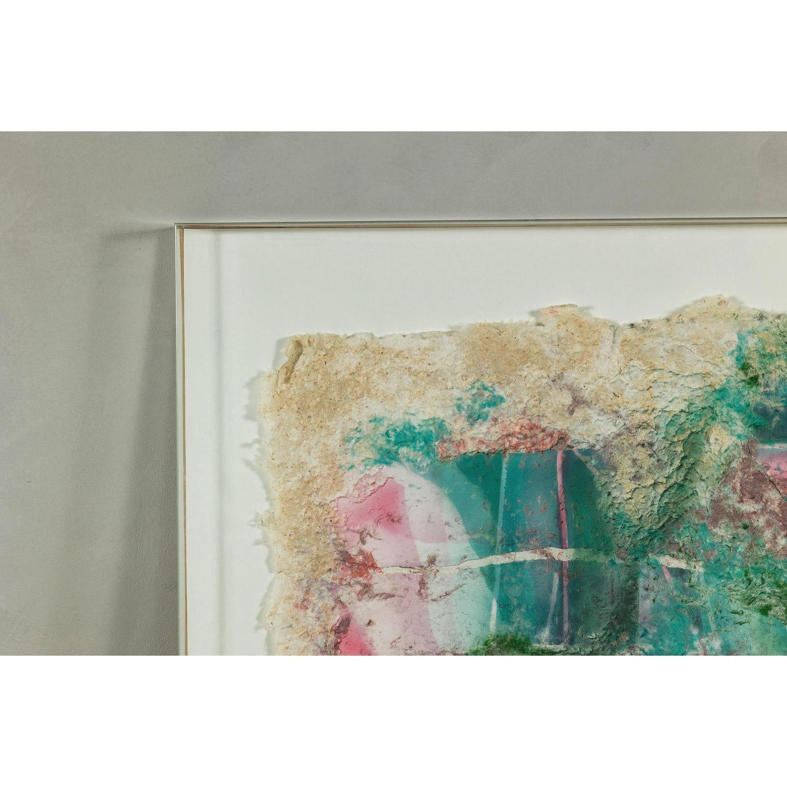 Leanne Weissler Abstract Painting in Lucite Box Frame with Vibrant Pastel Hues-3. Asian &amp; Chinese Furniture, Art, Antiques, Vintage Home Décor for sale at FEA Home