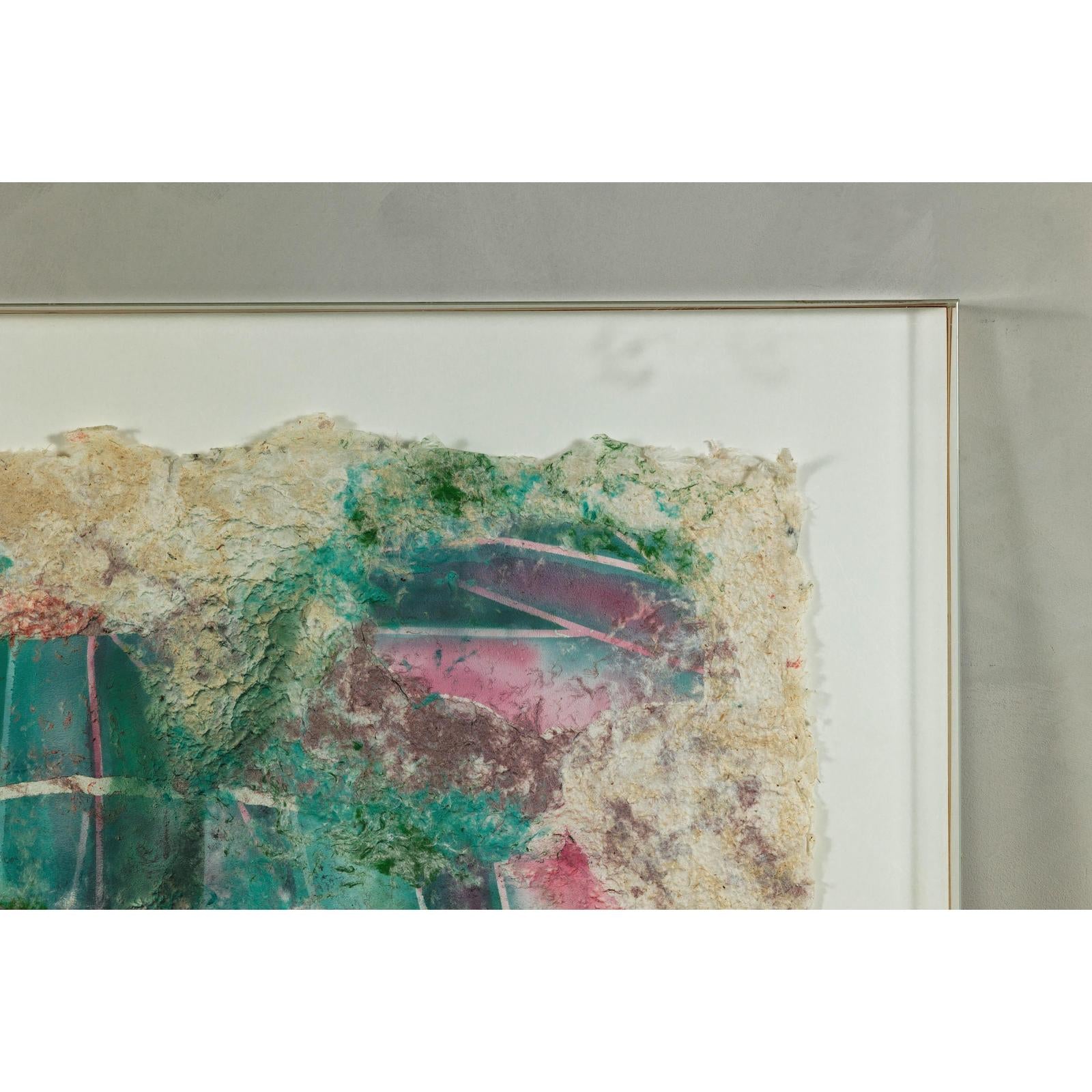 Leanne Weissler Abstract Painting in Lucite Box Frame with Vibrant Pastel Hues-4. Asian &amp; Chinese Furniture, Art, Antiques, Vintage Home Décor for sale at FEA Home