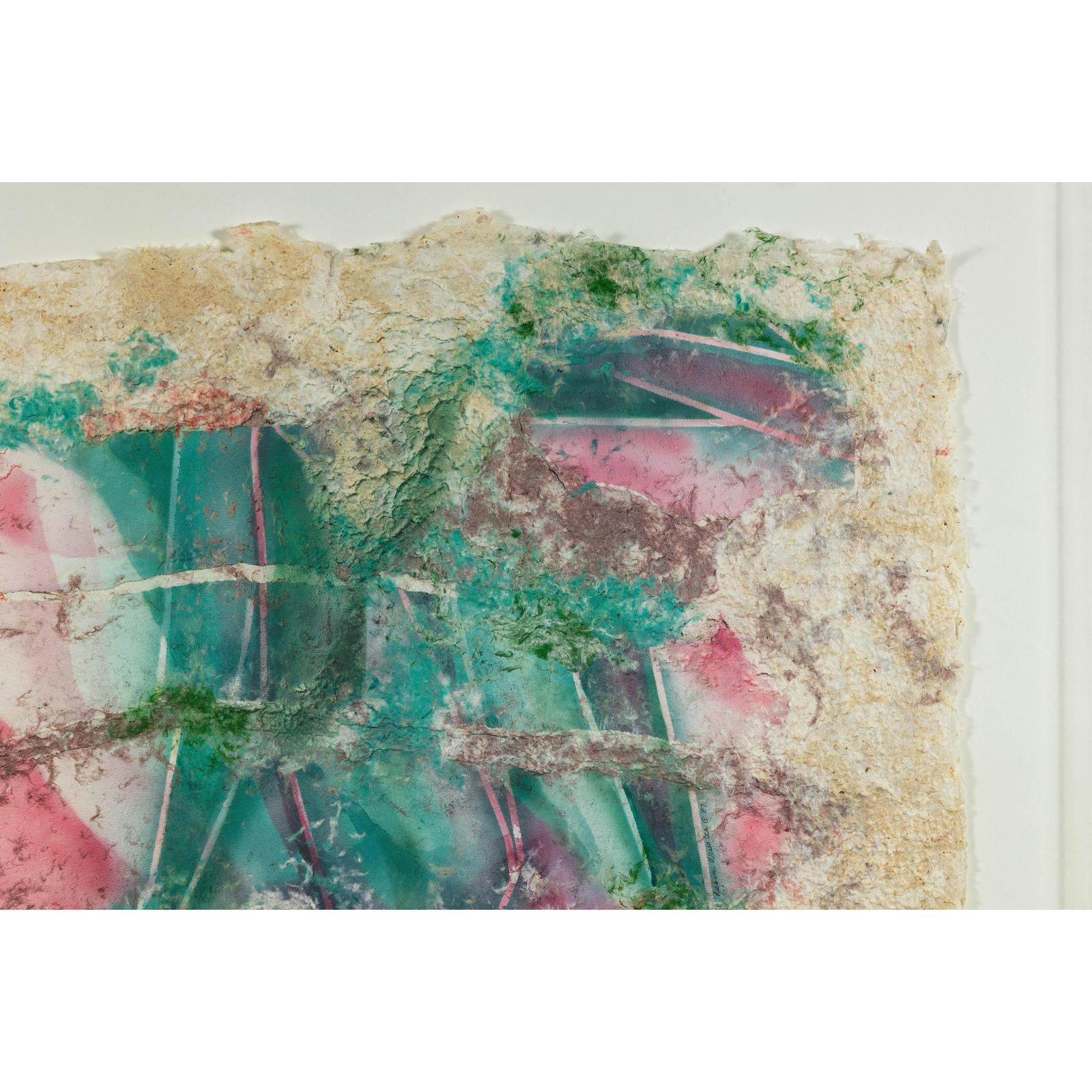 Leanne Weissler Abstract Painting in Lucite Box Frame with Vibrant Pastel Hues-6. Asian &amp; Chinese Furniture, Art, Antiques, Vintage Home Décor for sale at FEA Home