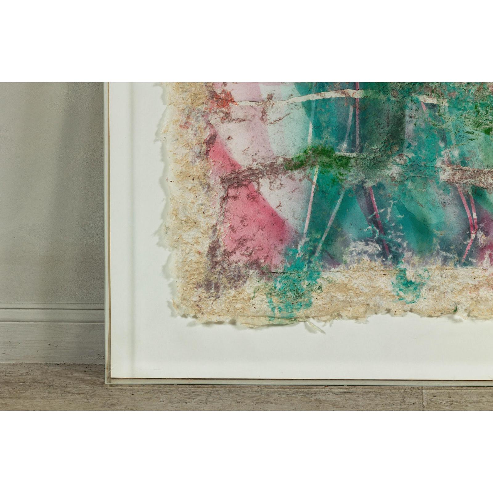Leanne Weissler Abstract Painting in Lucite Box Frame with Vibrant Pastel Hues-7. Asian &amp; Chinese Furniture, Art, Antiques, Vintage Home Décor for sale at FEA Home