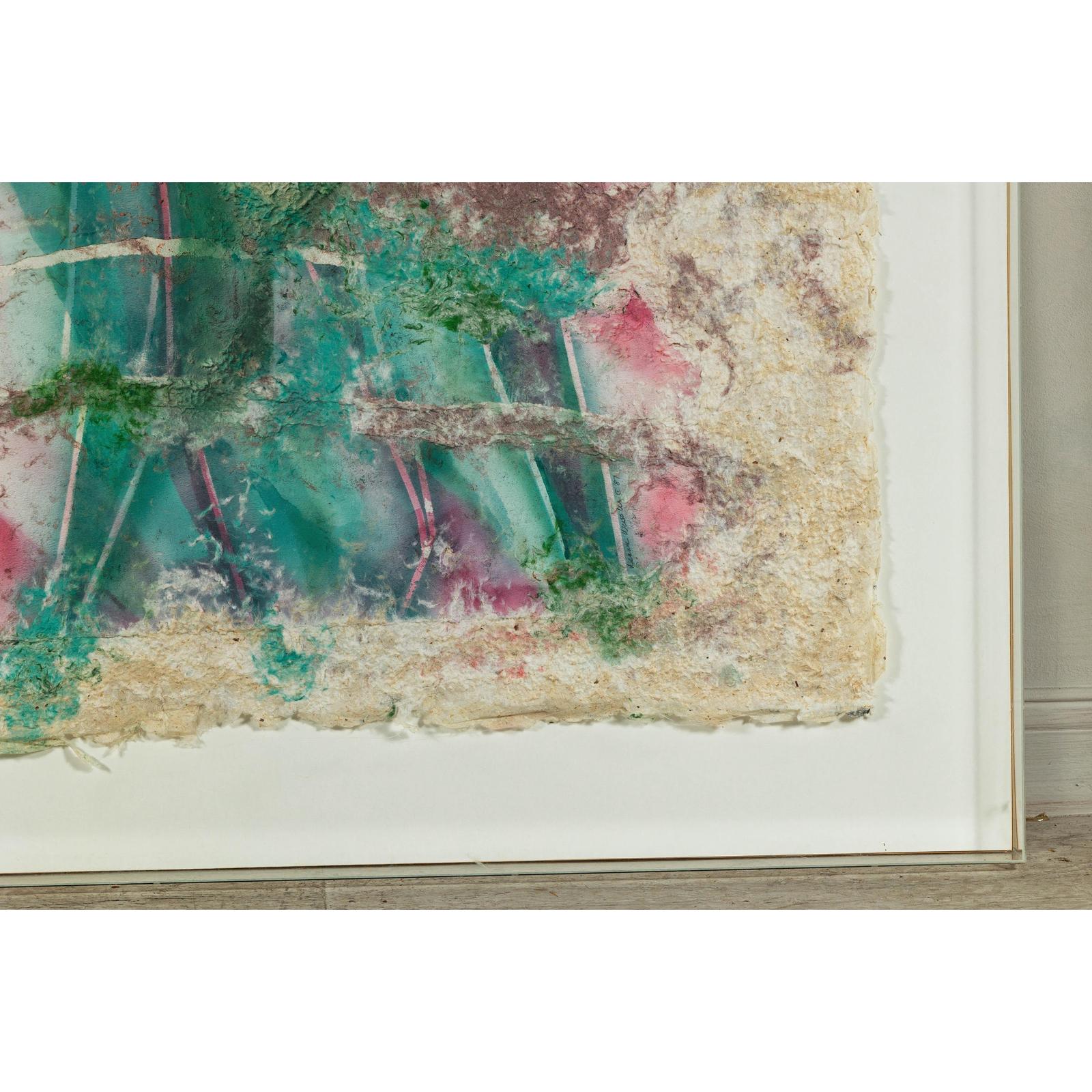 Leanne Weissler Abstract Painting in Lucite Box Frame with Vibrant Pastel Hues-8. Asian &amp; Chinese Furniture, Art, Antiques, Vintage Home Décor for sale at FEA Home