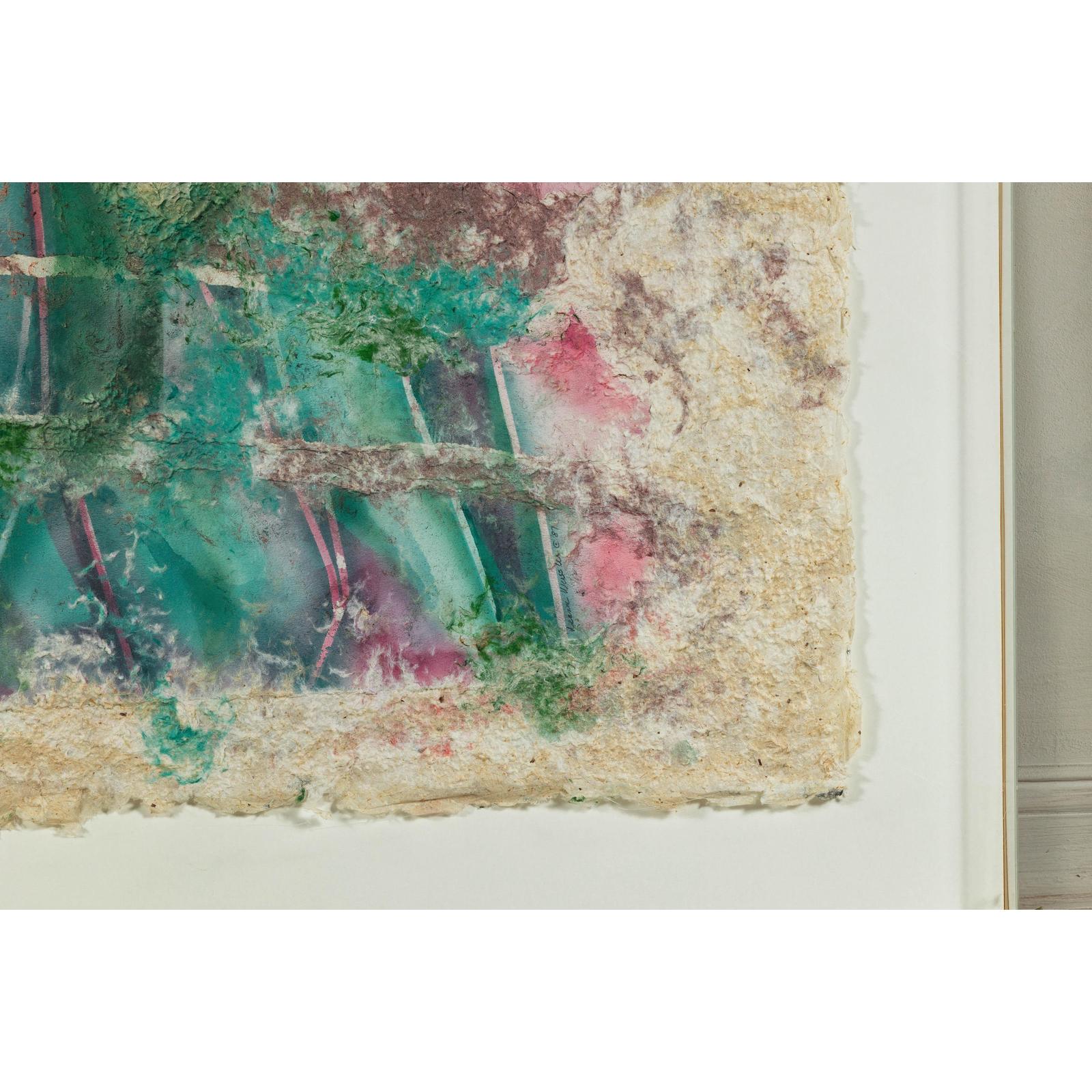 Leanne Weissler Abstract Painting in Lucite Box Frame with Vibrant Pastel Hues-9. Asian &amp; Chinese Furniture, Art, Antiques, Vintage Home Décor for sale at FEA Home
