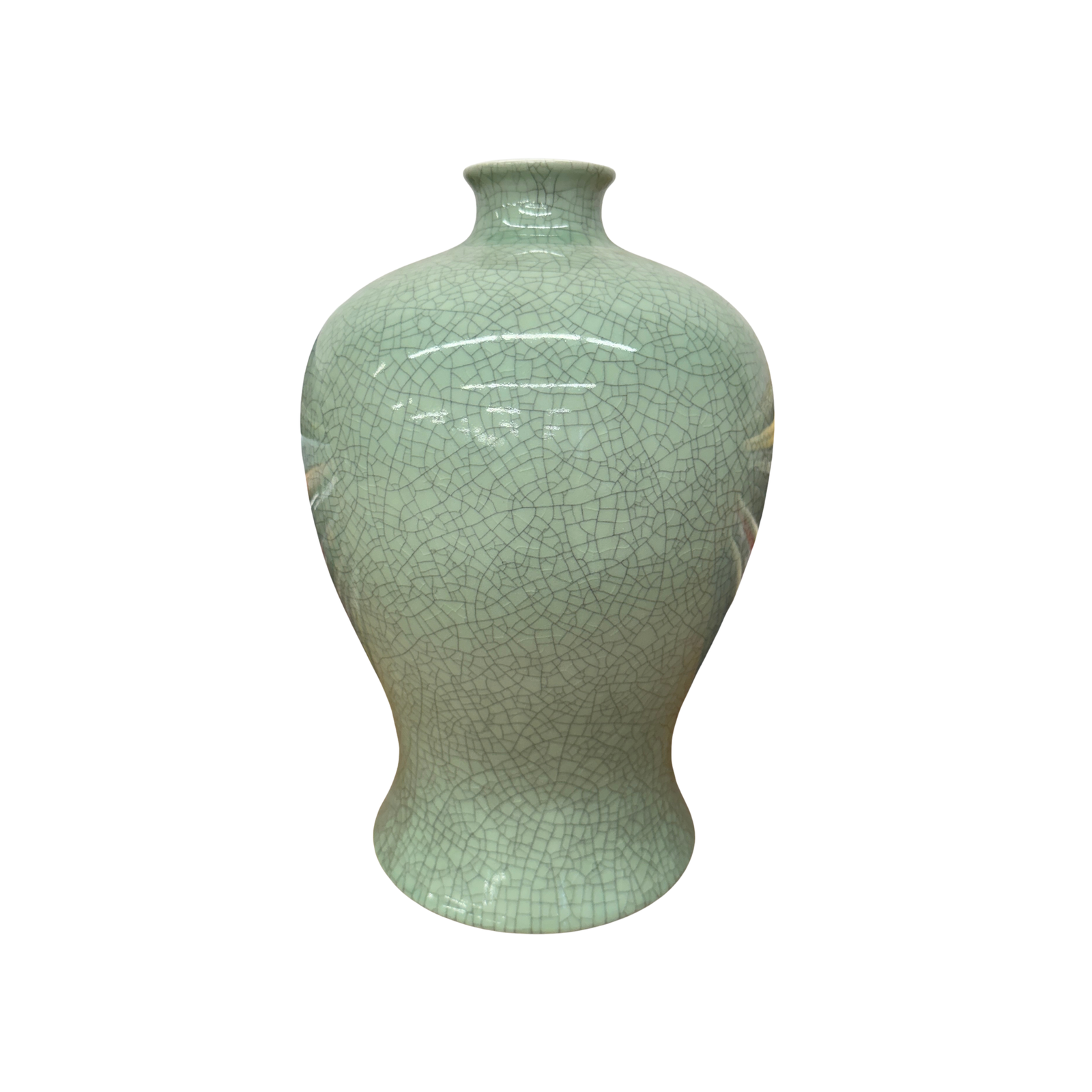 Light Green Crackle Ceramic Vase with Round Body, SKU , image 1
