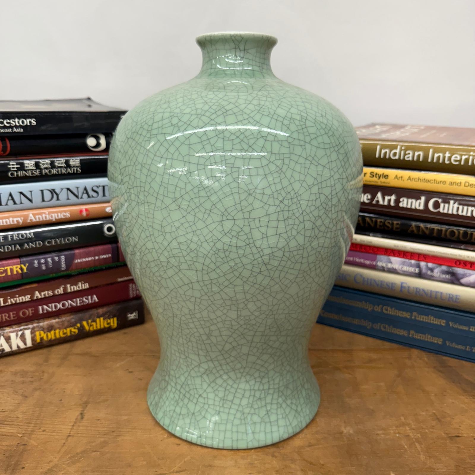 Light Green Crackle Ceramic Vase with Round Body, SKU , image 2