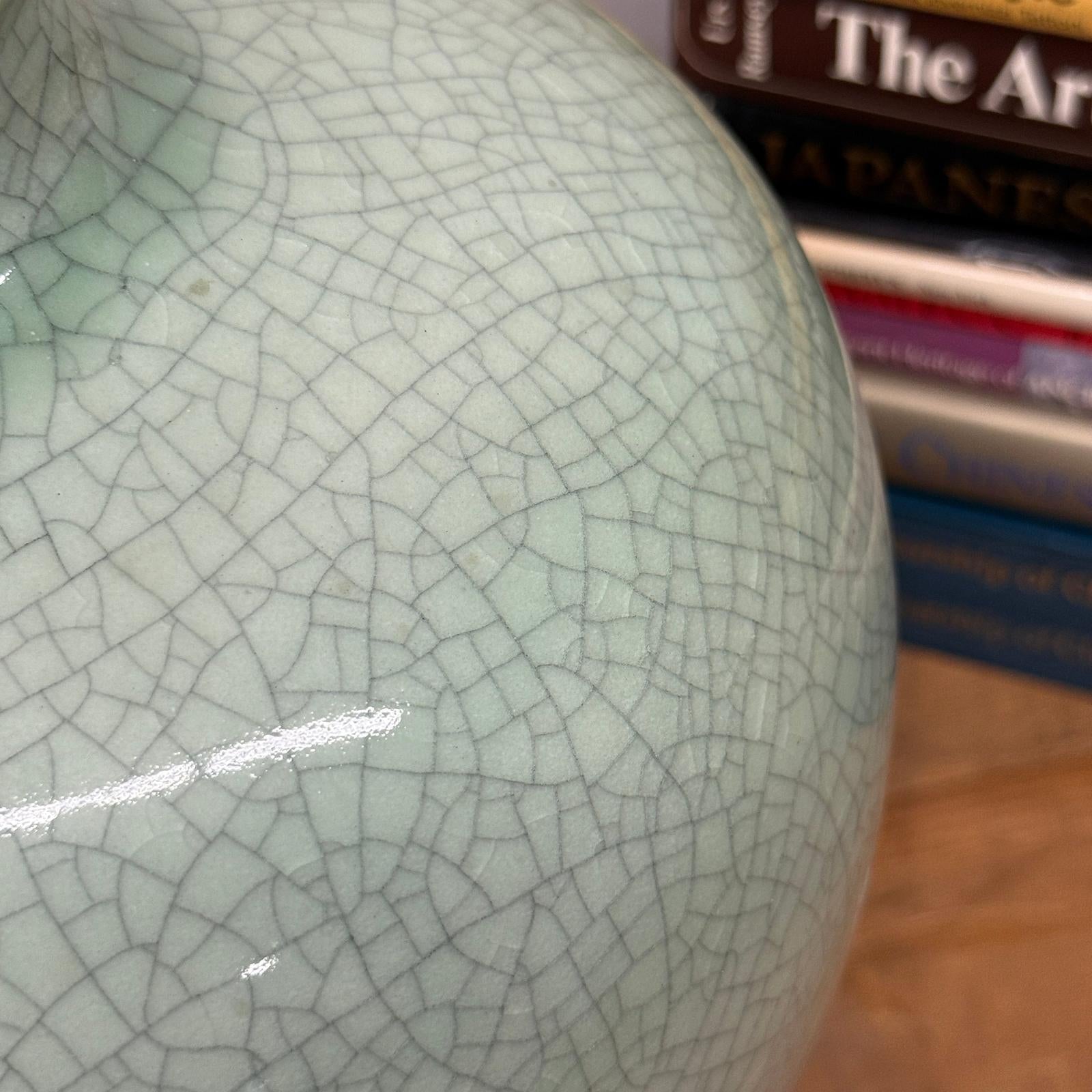 Light Green Crackle Ceramic Vase with Round Body, SKU , image 5