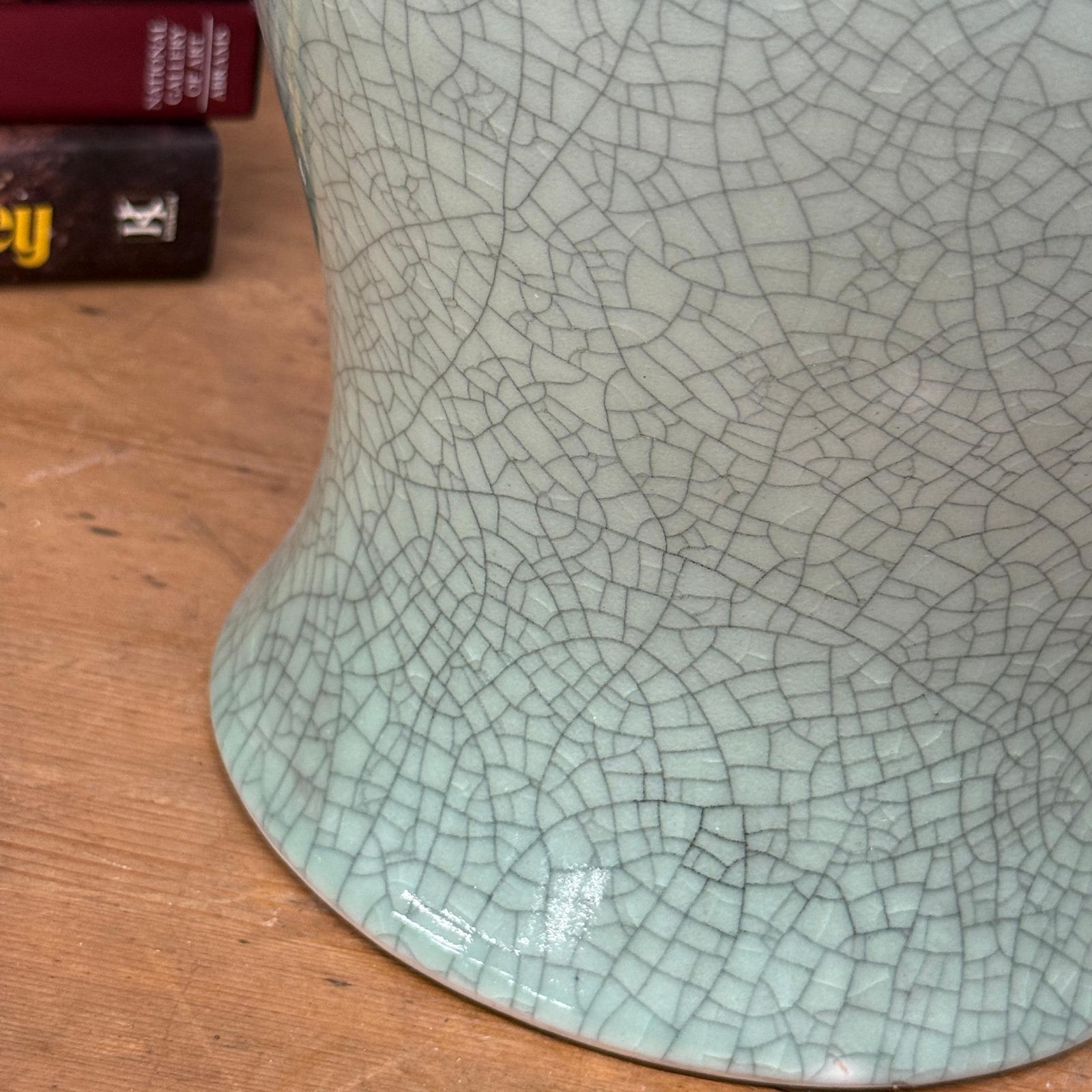 Light Green Crackle Ceramic Vase with Round Body, SKU , image 8