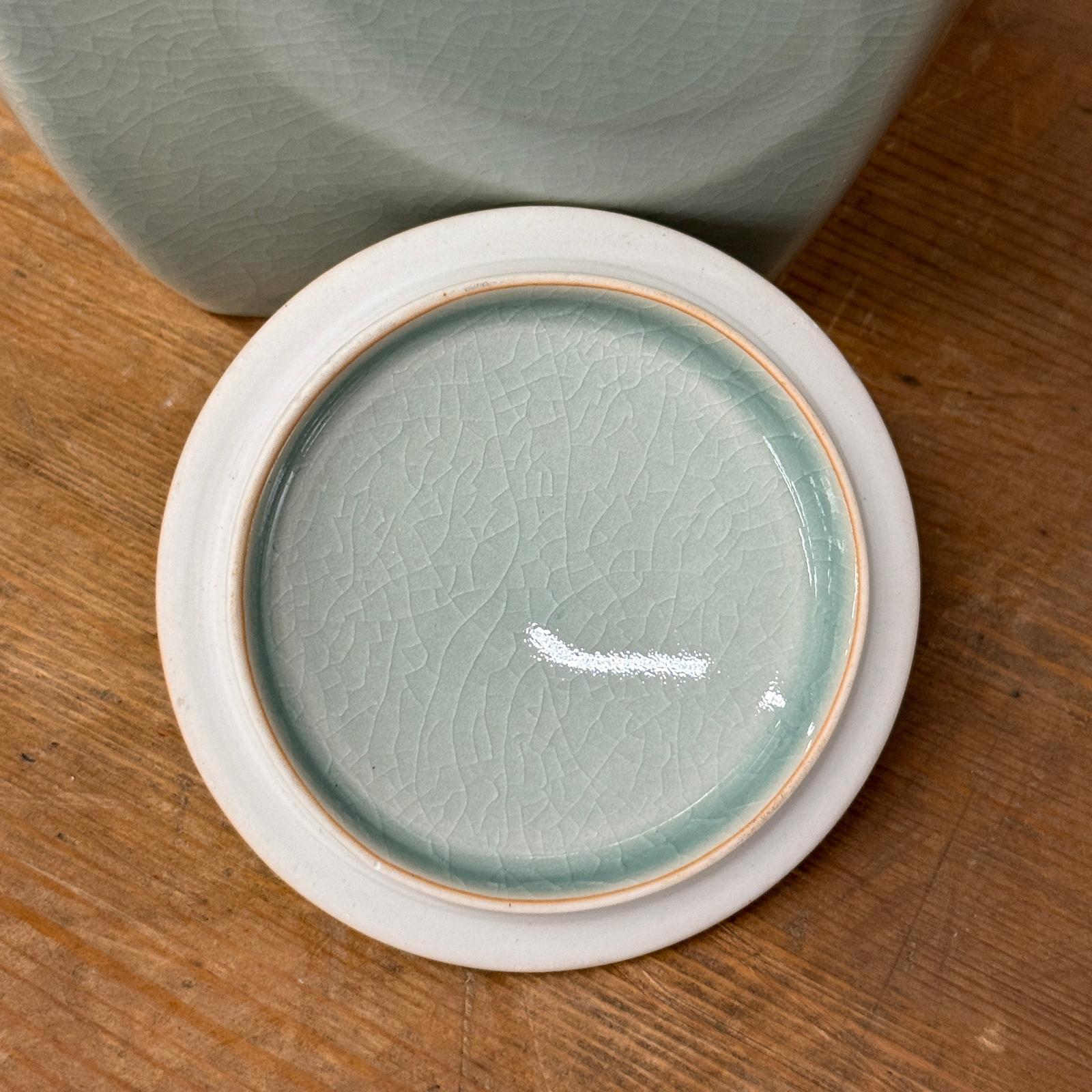 Light Green Crackle Glaze Hexagonal Lidded Jar - FEA Home