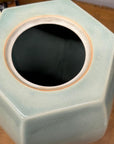 Light Green Crackle Glaze Hexagonal Lidded Jar - FEA Home