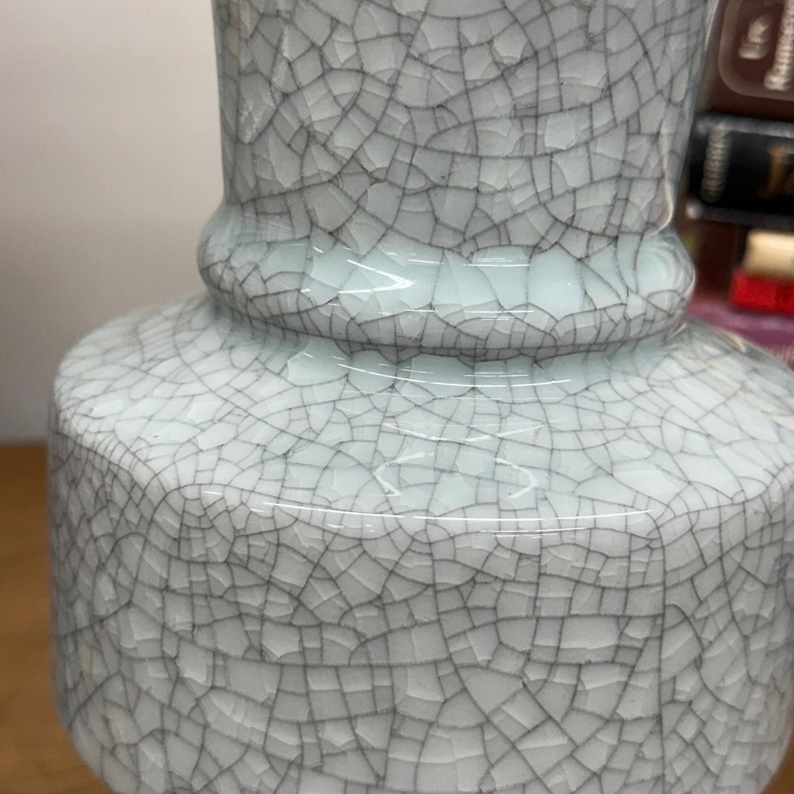 Light White Crackle Vase with Bold Geometric Stacked Form, SKU , image 4