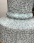 Light White Crackle Vase with Bold Geometric Stacked Form, SKU , image 4