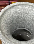 Light White Crackle Vase with Bold Geometric Stacked Form, SKU , image 8