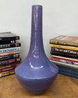 Long Neck Purple Ceramic Vase with Wide Bottom & Blue Hues - FEA Home