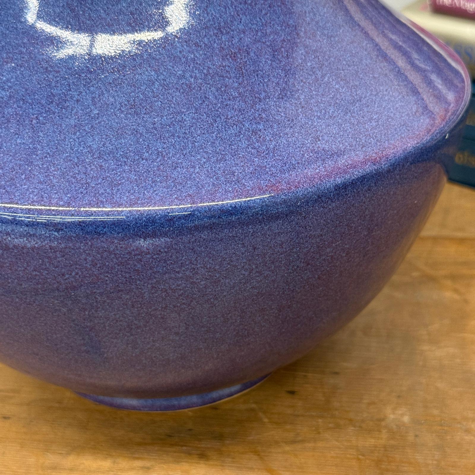 Long Neck Purple Ceramic Vase with Wide Bottom &amp; Blue Hues - FEA Home
