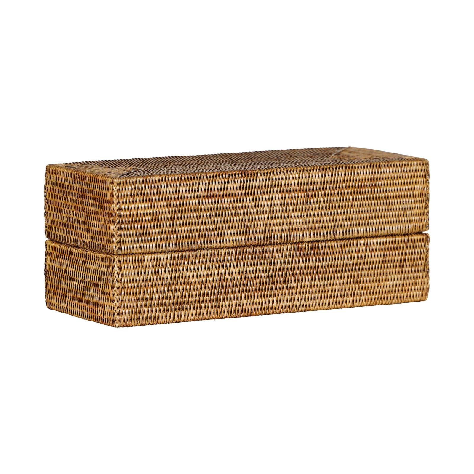 Long Rectangular Woven Rattan Lidded Box, Country Style-1. Asian &amp; Chinese Furniture, Art, Antiques, Vintage Home Décor for sale at FEA Home