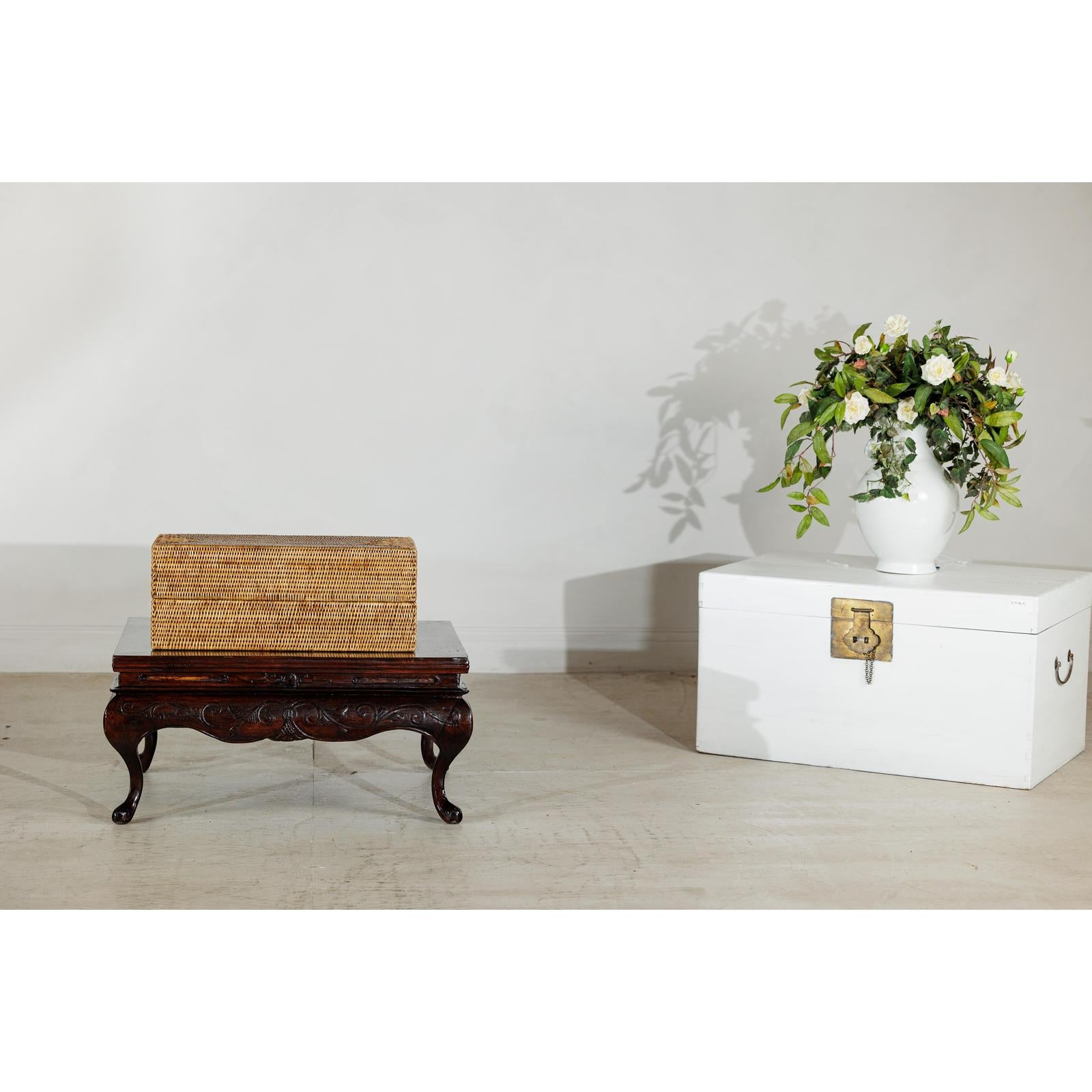 Long Rectangular Woven Rattan Lidded Box, Country Style-3. Asian &amp; Chinese Furniture, Art, Antiques, Vintage Home Décor for sale at FEA Home