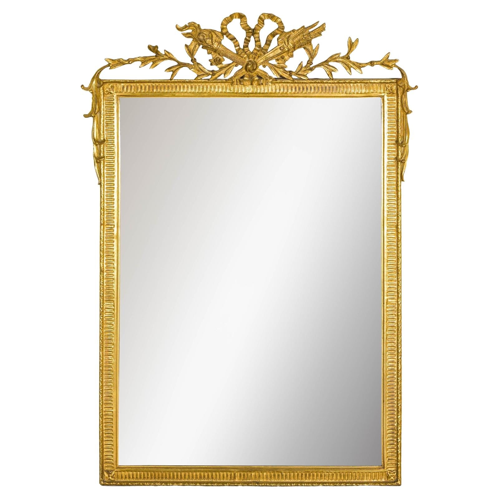 Louis XVI-Style Giltwood Mirror with Allegorical Crest of Triumph and Virtue-1. Asian & Chinese Furniture, Art, Antiques, Vintage Home Décor for sale at FEA Home