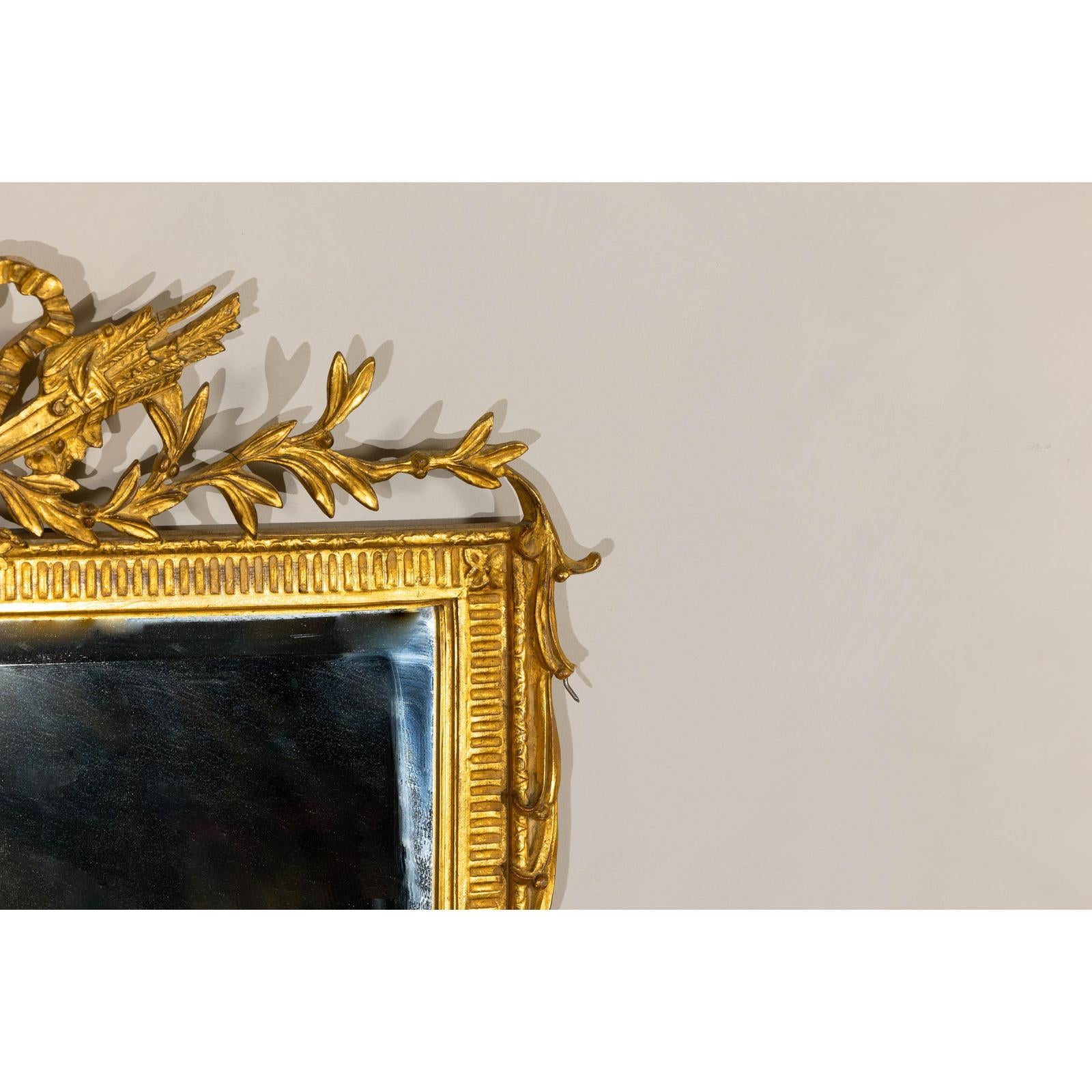 Louis XVI-Style Giltwood Mirror with Allegorical Crest of Triumph and Virtue-10. Asian &amp; Chinese Furniture, Art, Antiques, Vintage Home Décor for sale at FEA Home