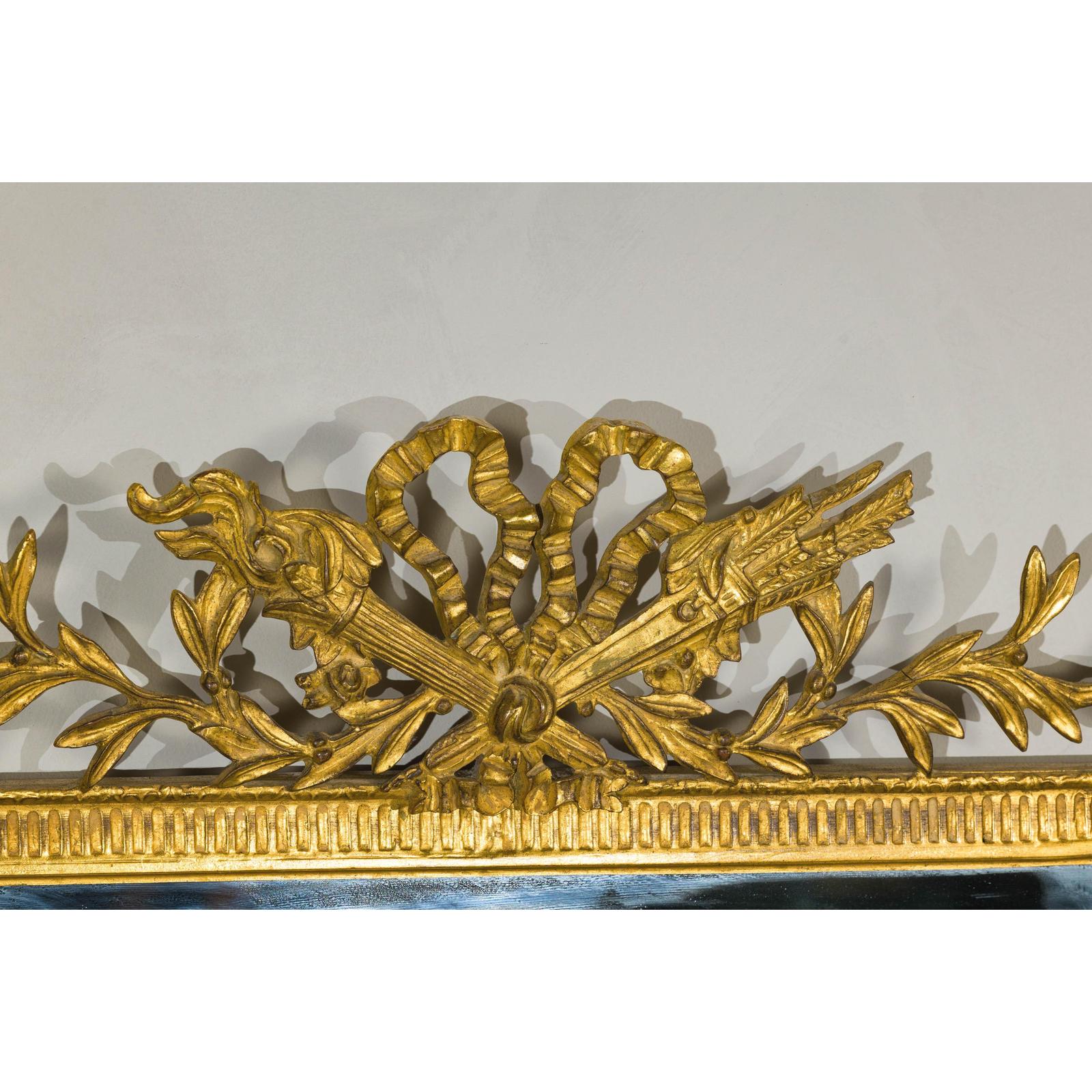 Louis XVI-Style Giltwood Mirror with Allegorical Crest of Triumph and Virtue-11. Asian &amp; Chinese Furniture, Art, Antiques, Vintage Home Décor for sale at FEA Home