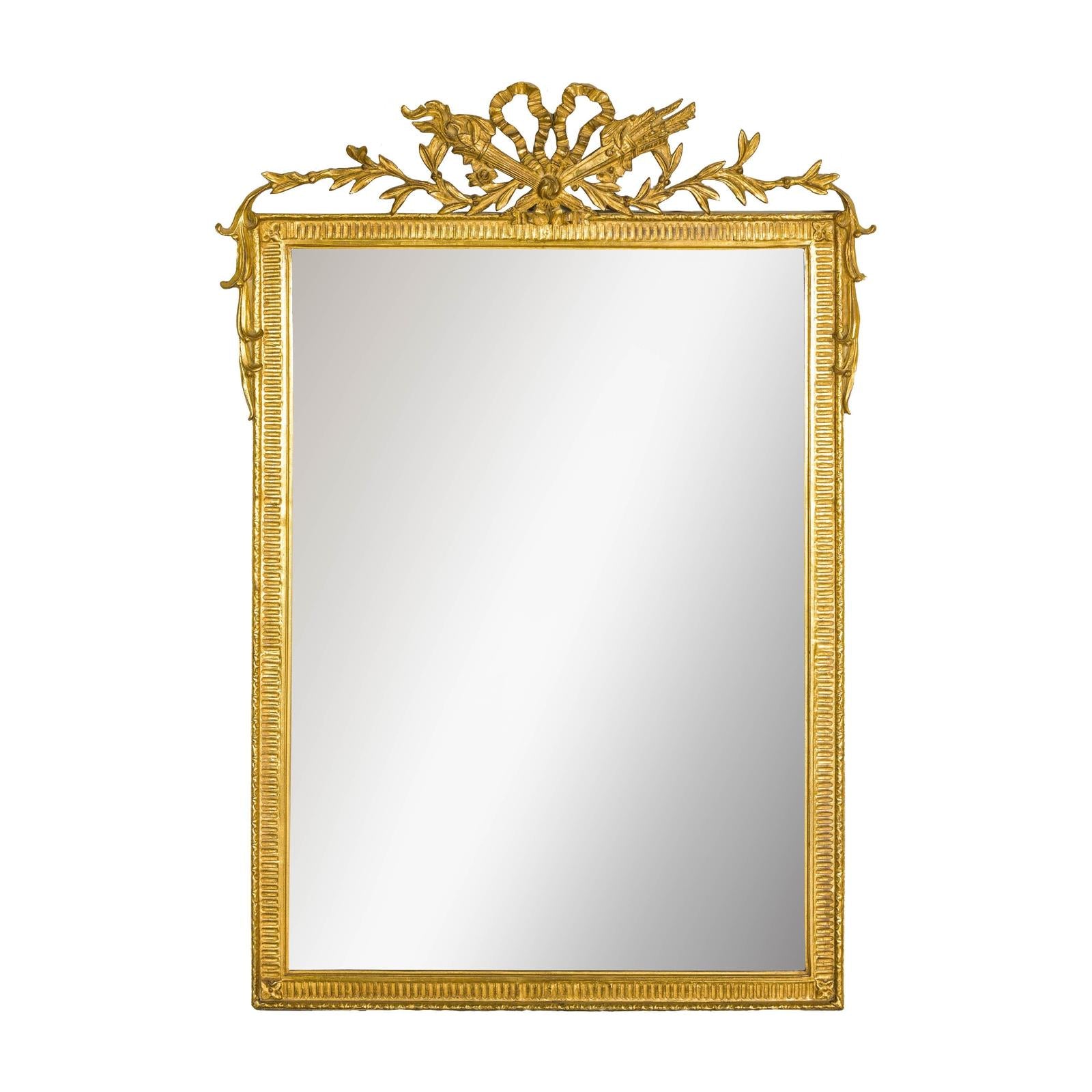 Louis XVI-Style Giltwood Mirror with Allegorical Crest of Triumph and Virtue-16. Asian &amp; Chinese Furniture, Art, Antiques, Vintage Home Décor for sale at FEA Home