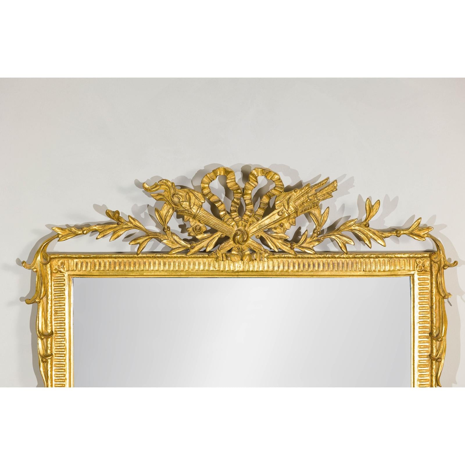 Louis XVI-Style Giltwood Mirror with Allegorical Crest of Triumph and Virtue-3. Asian &amp; Chinese Furniture, Art, Antiques, Vintage Home Décor for sale at FEA Home