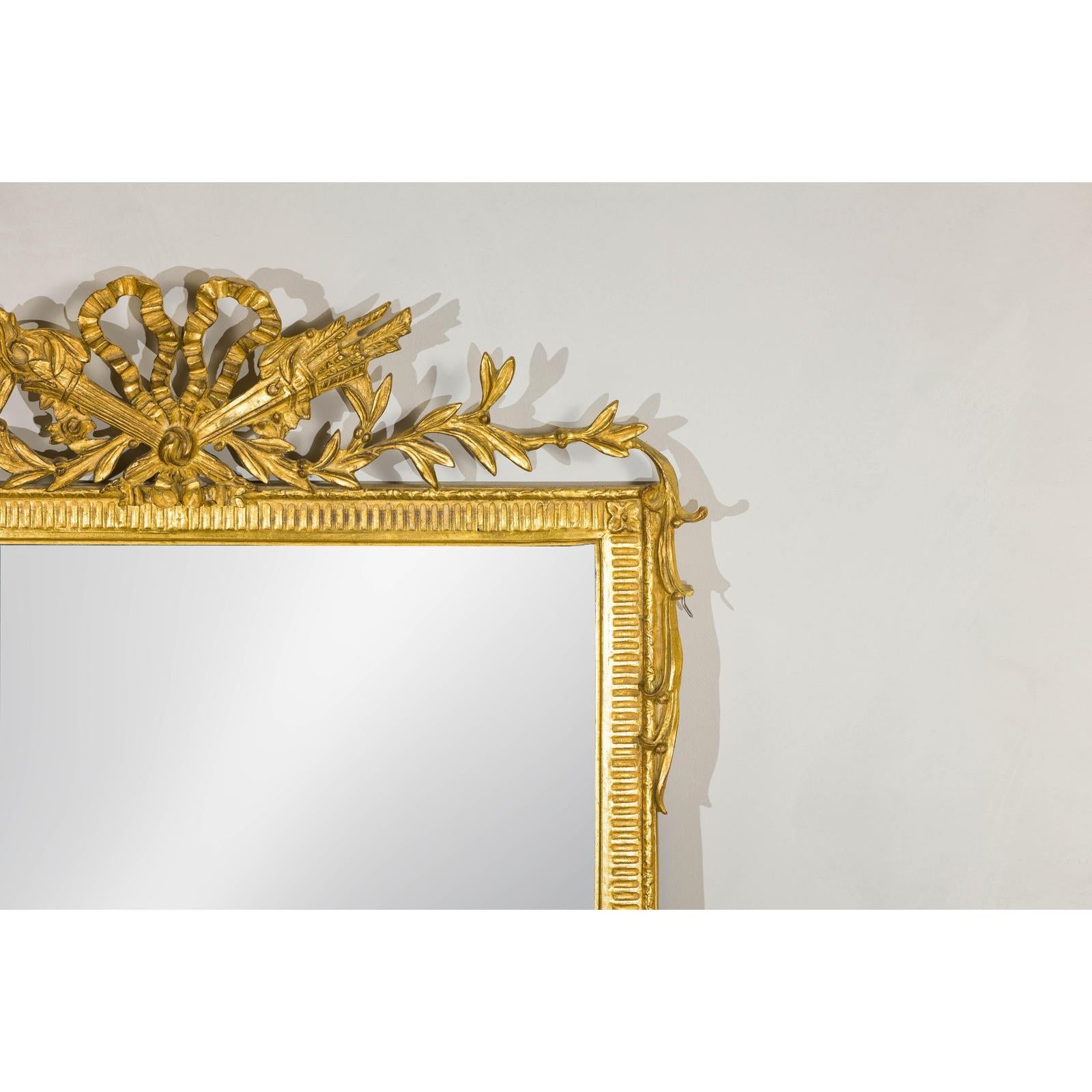 Louis XVI-Style Giltwood Mirror with Allegorical Crest of Triumph and Virtue-4. Asian &amp; Chinese Furniture, Art, Antiques, Vintage Home Décor for sale at FEA Home