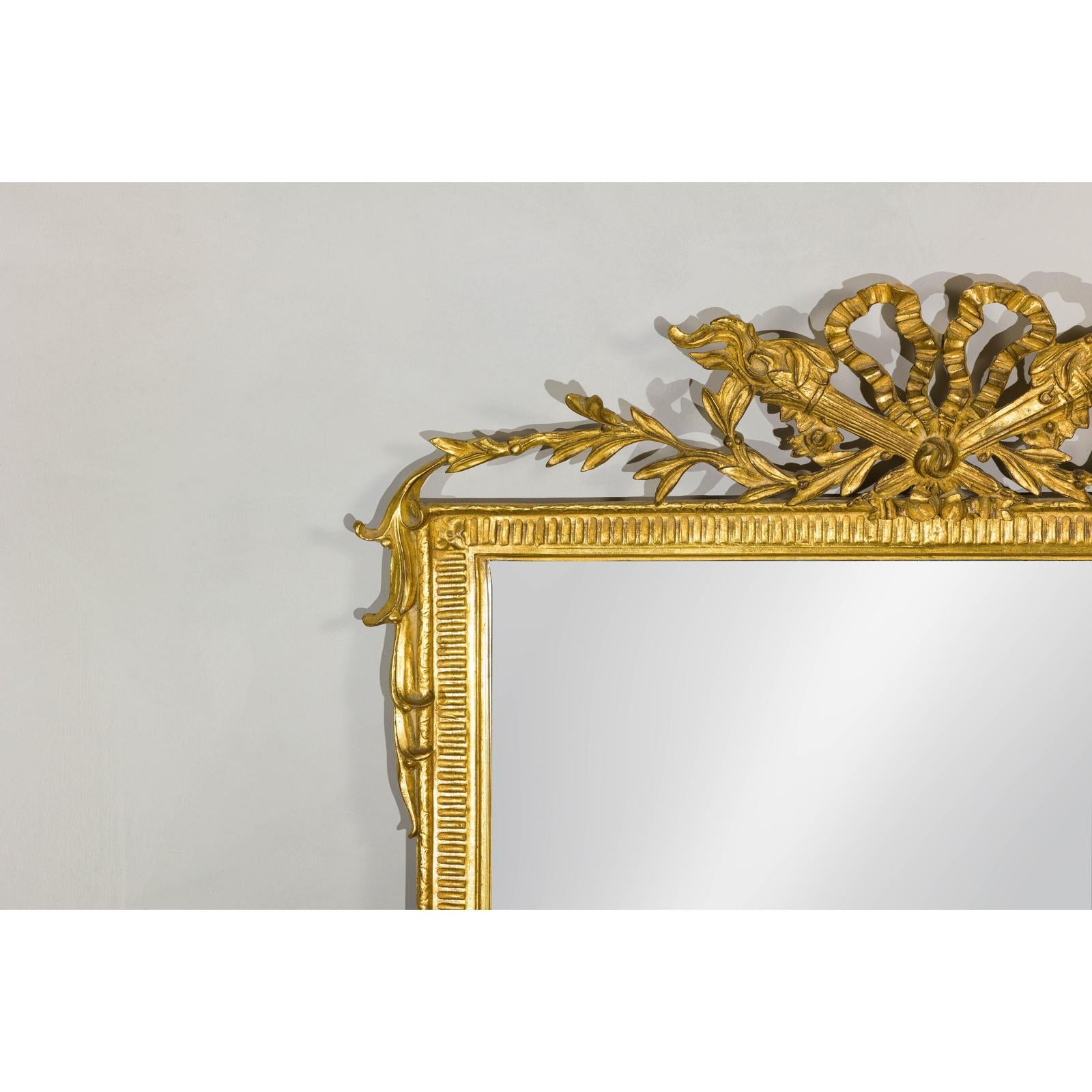 Louis XVI-Style Giltwood Mirror with Allegorical Crest of Triumph and Virtue-5. Asian &amp; Chinese Furniture, Art, Antiques, Vintage Home Décor for sale at FEA Home