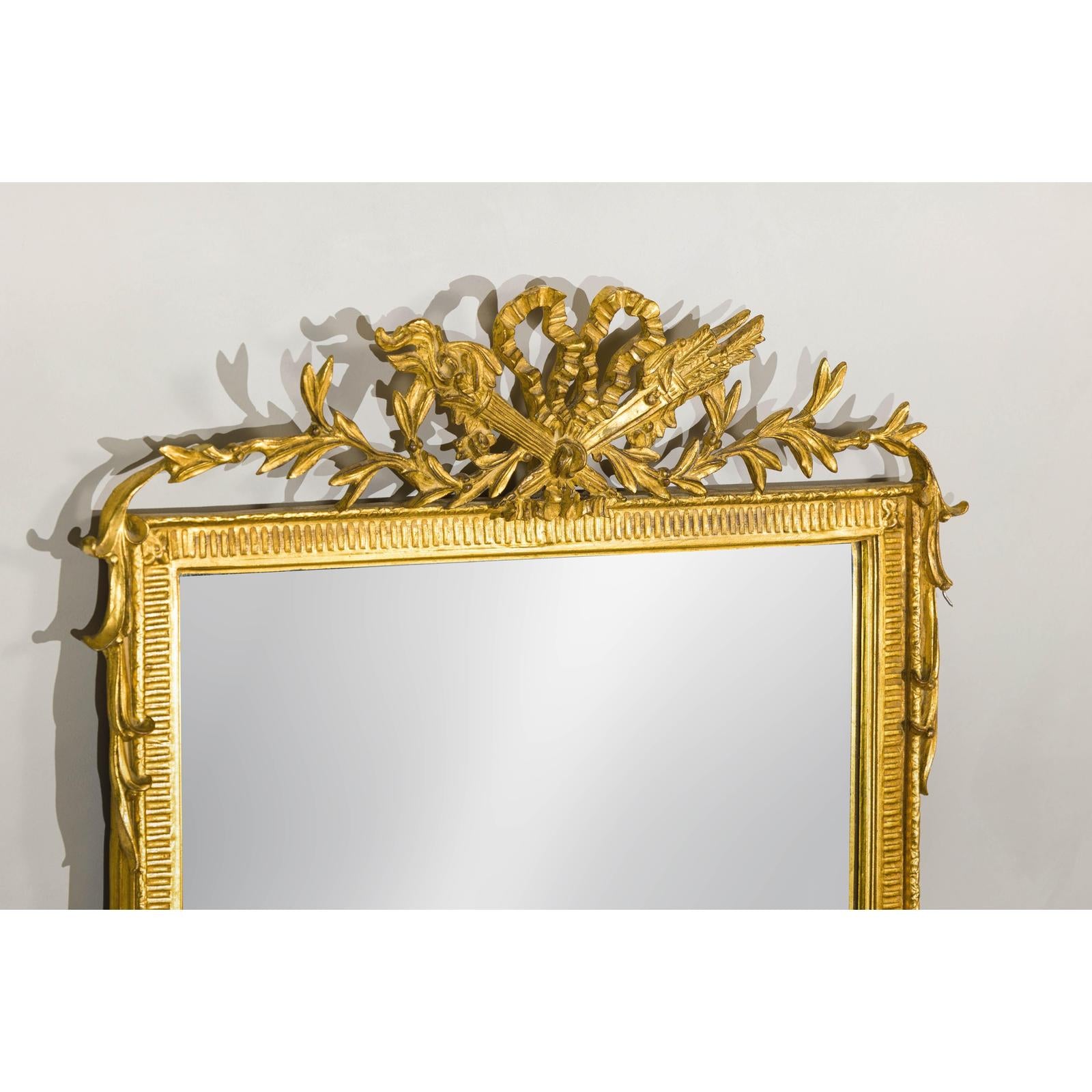 Louis XVI-Style Giltwood Mirror with Allegorical Crest of Triumph and Virtue-6. Asian &amp; Chinese Furniture, Art, Antiques, Vintage Home Décor for sale at FEA Home