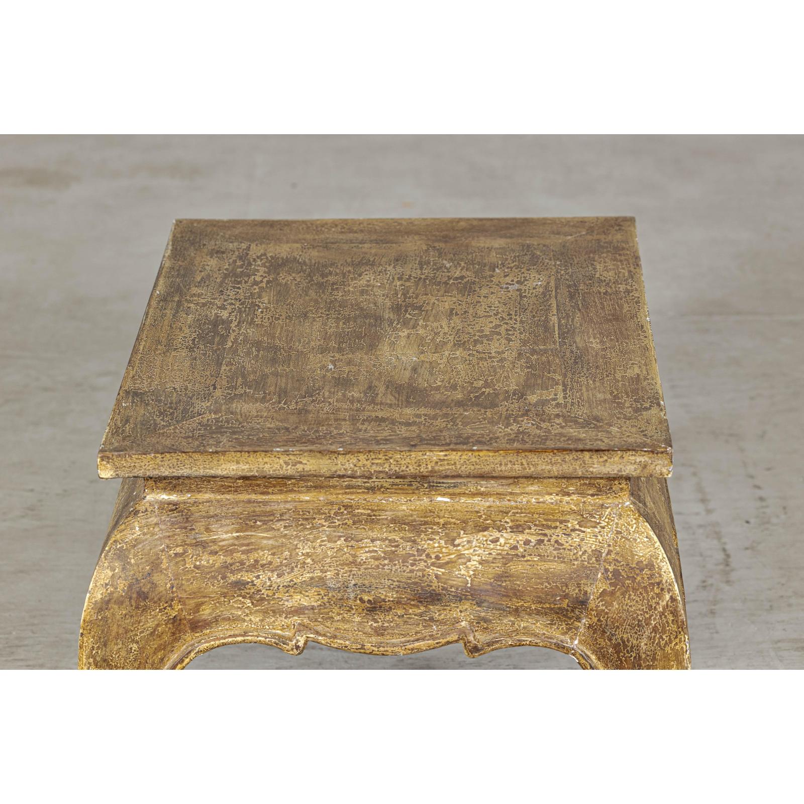 Low Rectangular Side Table with Distressed Finish and Carved Chow Legs-8. Asian &amp; Chinese Furniture, Art, Antiques, Vintage Home Décor for sale at FEA Home