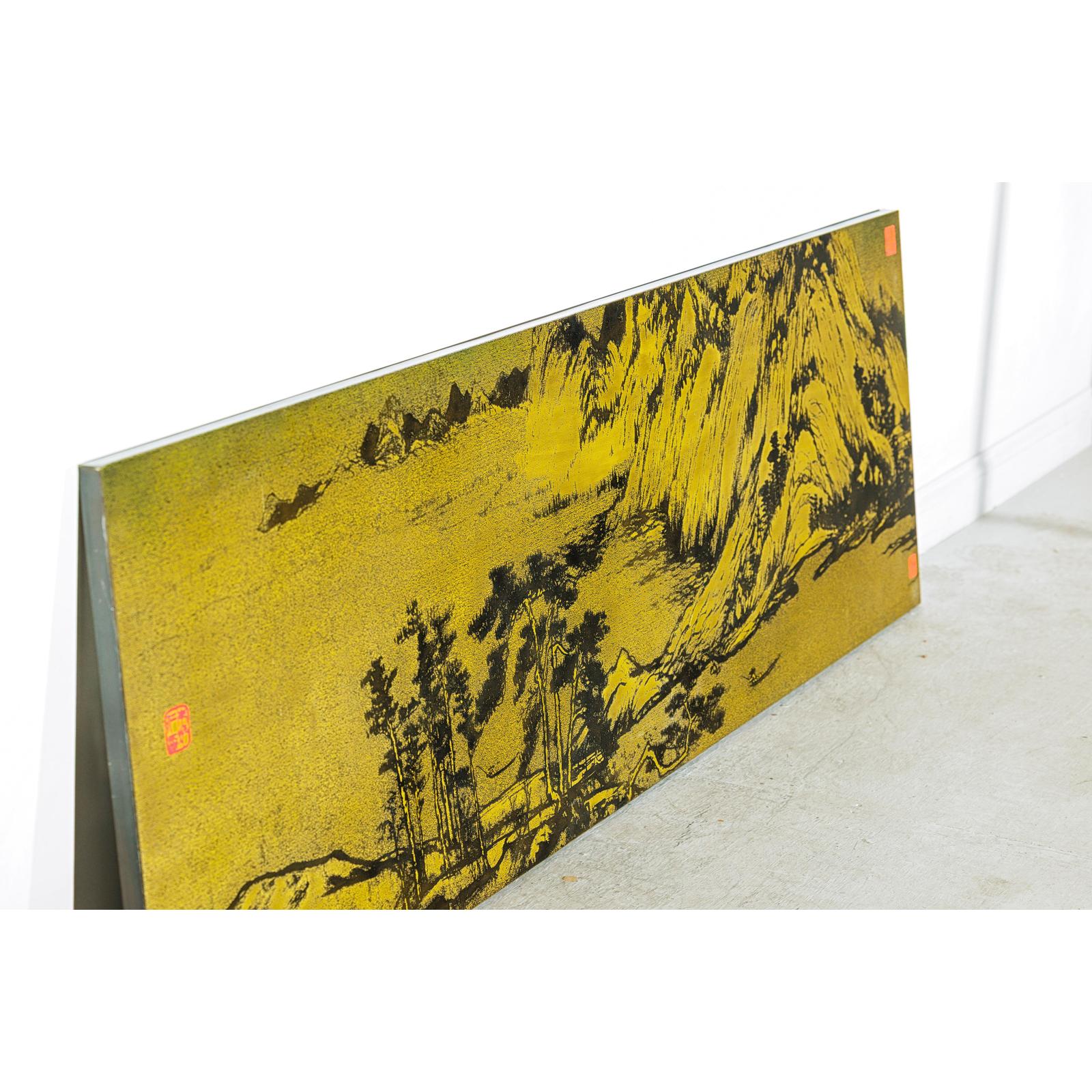 Metal Landscape Wall Panel with Mountain and River Scene-10. Asian &amp; Chinese Furniture, Art, Antiques, Vintage Home Décor for sale at FEA Home