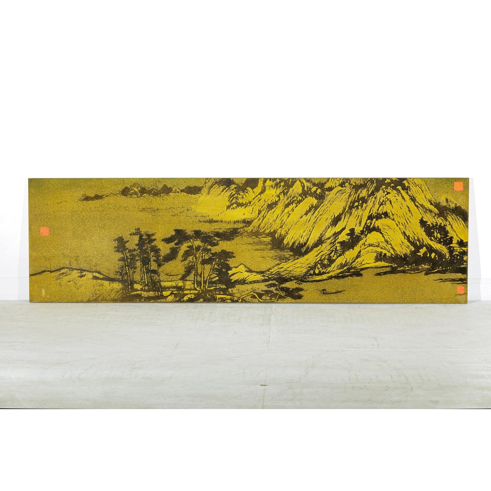 Metal Landscape Wall Panel with Mountain and River Scene-2. Asian &amp; Chinese Furniture, Art, Antiques, Vintage Home Décor for sale at FEA Home