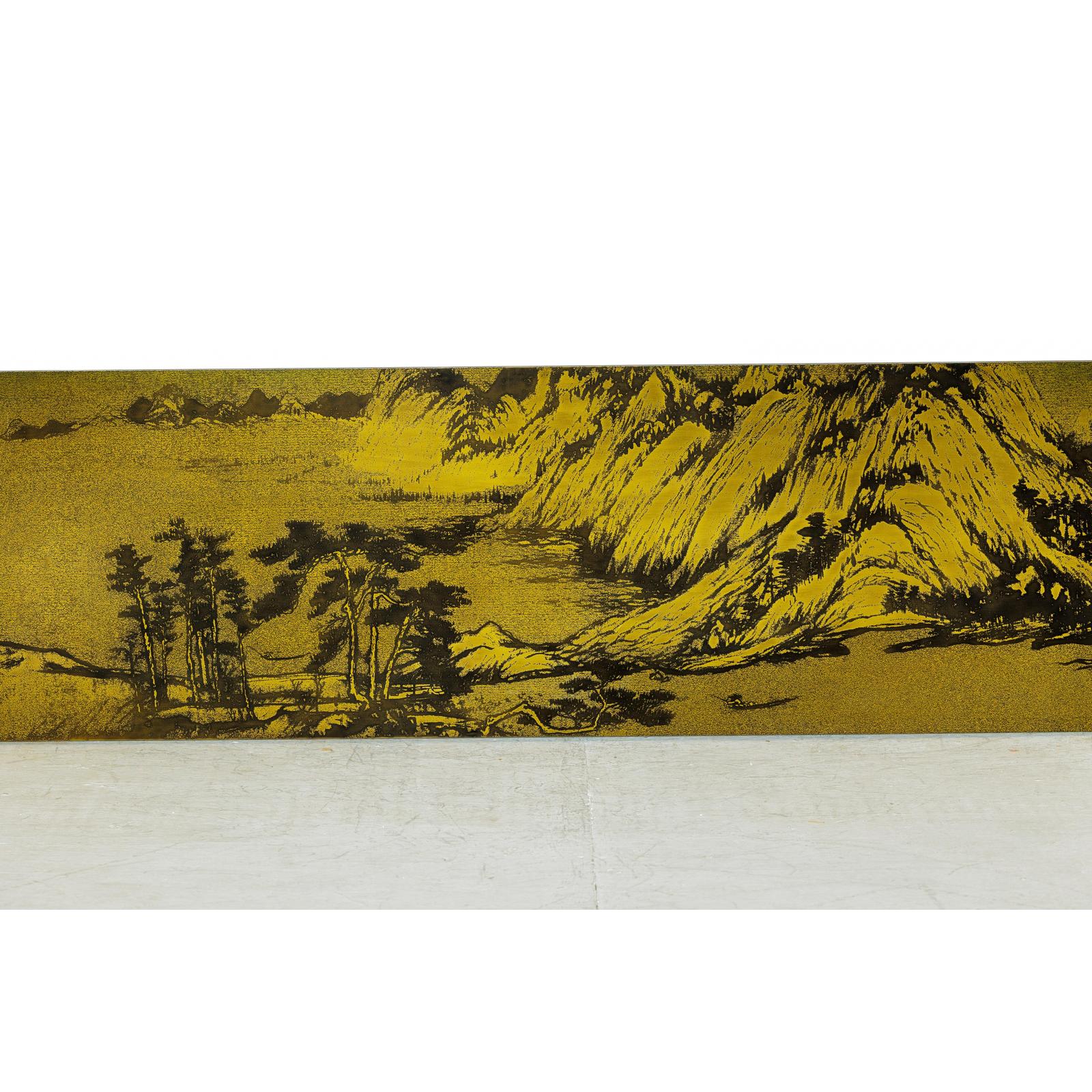 Metal Landscape Wall Panel with Mountain and River Scene-4. Asian &amp; Chinese Furniture, Art, Antiques, Vintage Home Décor for sale at FEA Home