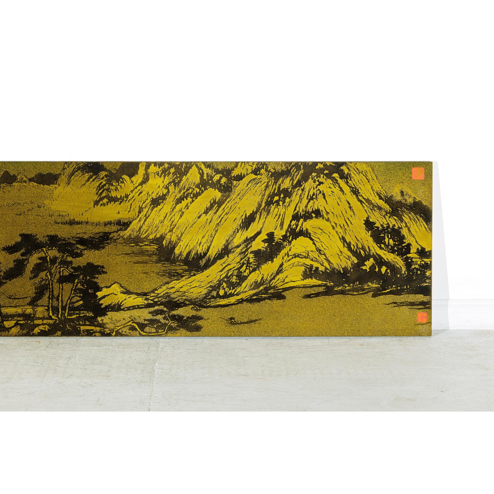 Metal Landscape Wall Panel with Mountain and River Scene-5. Asian &amp; Chinese Furniture, Art, Antiques, Vintage Home Décor for sale at FEA Home