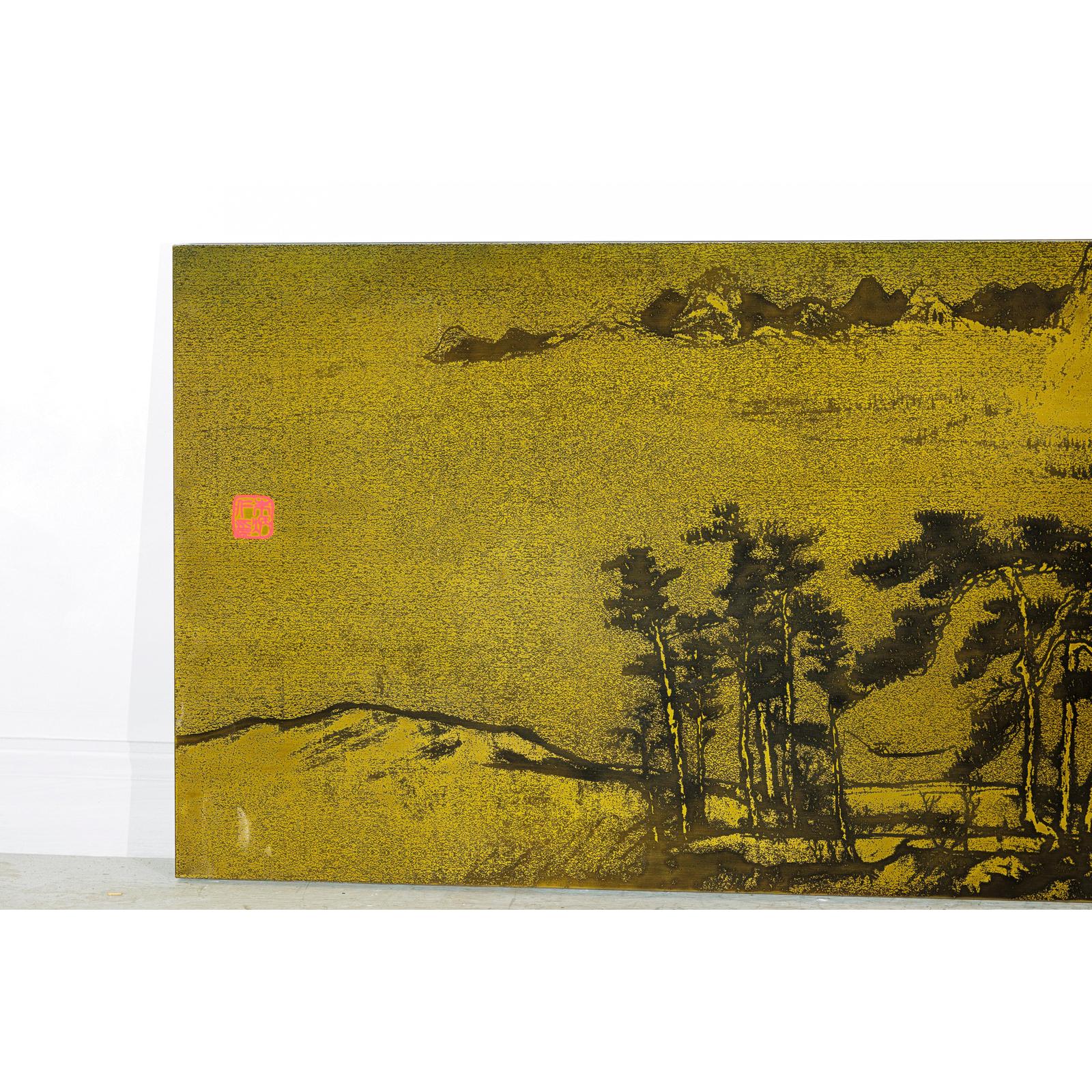 Metal Landscape Wall Panel with Mountain and River Scene-9. Asian &amp; Chinese Furniture, Art, Antiques, Vintage Home Décor for sale at FEA Home