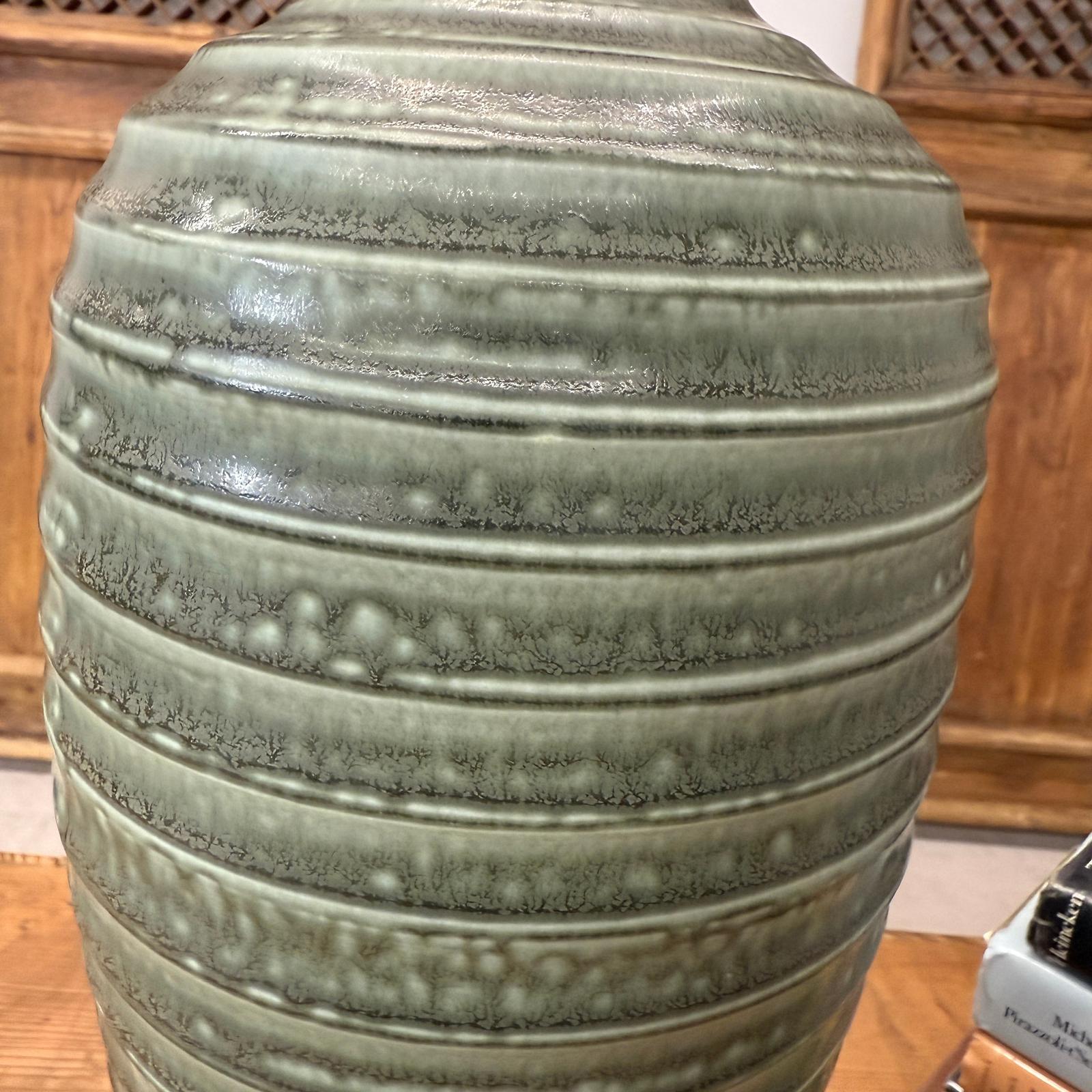 Moss Green Glazed Ribbed Ceramic Prem Vase, SKU , image 6