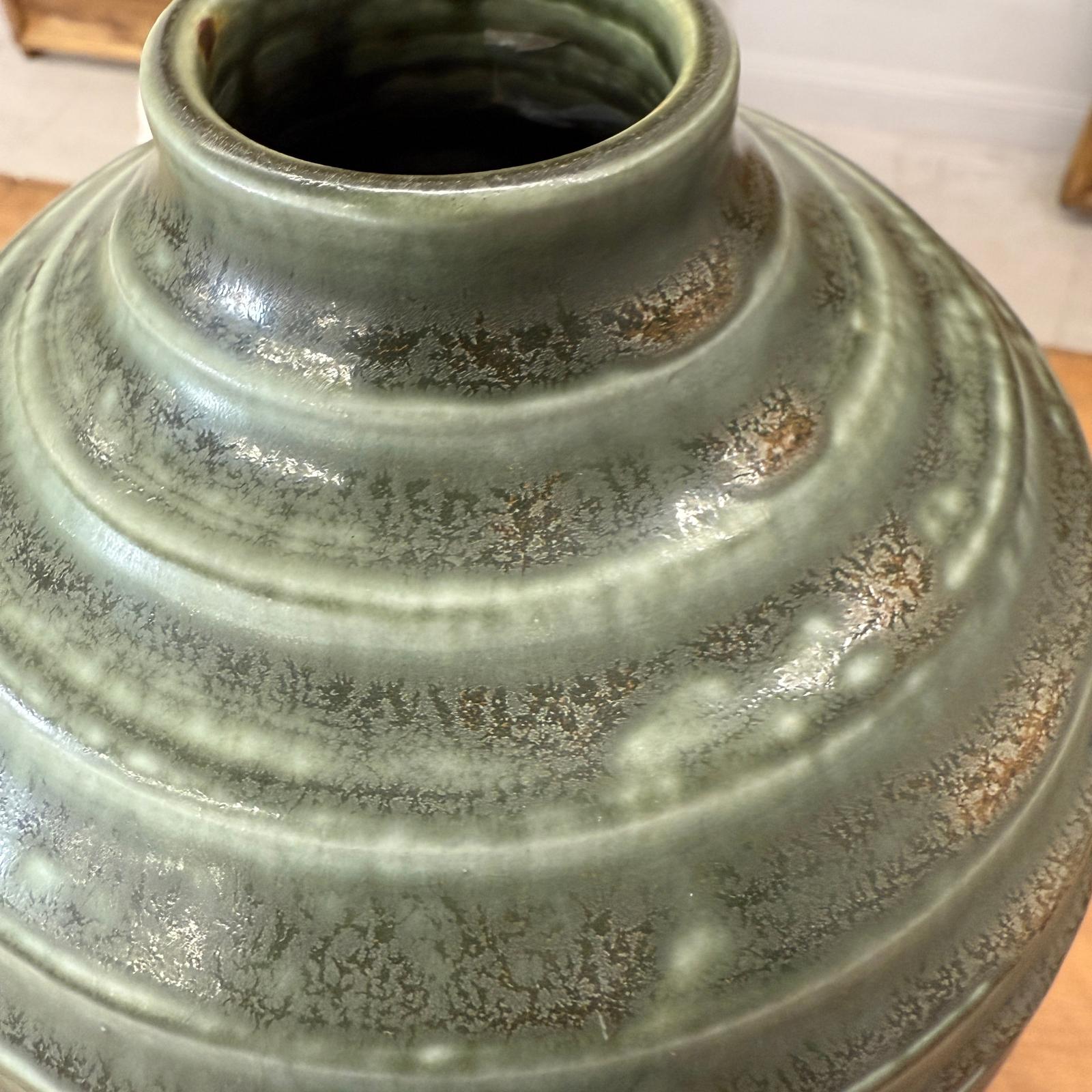 Moss Green Glazed Ribbed Ceramic Prem Vase, SKU , image 7